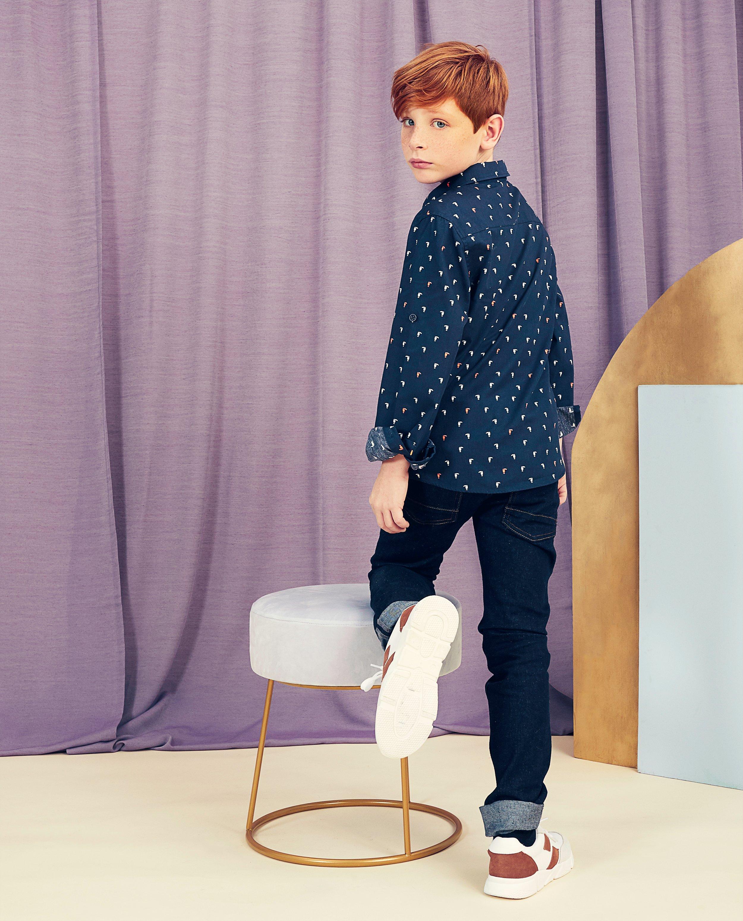 Hemden - Blauw hemd met print Communie