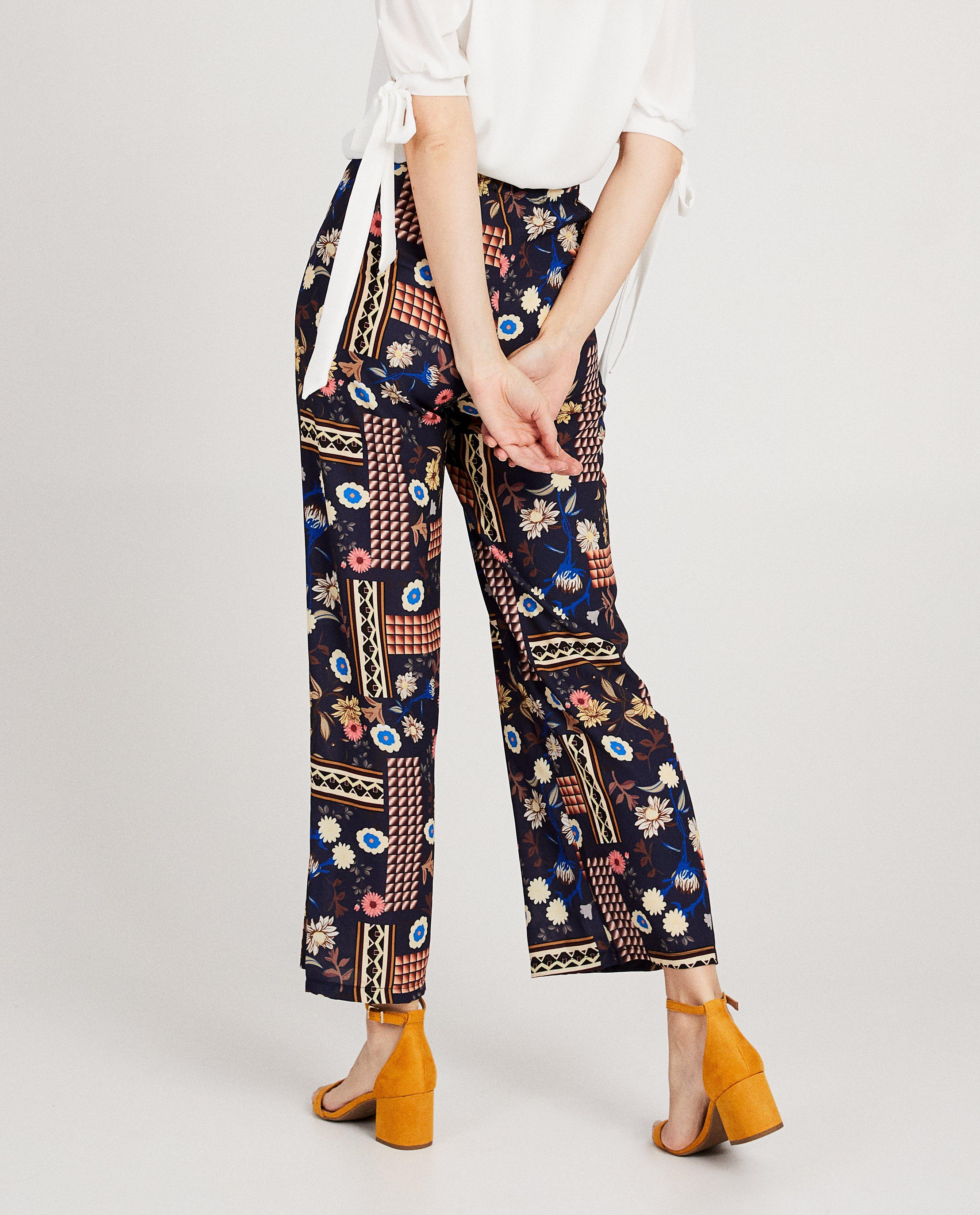 Broeken - Blauwe broek met bolde print