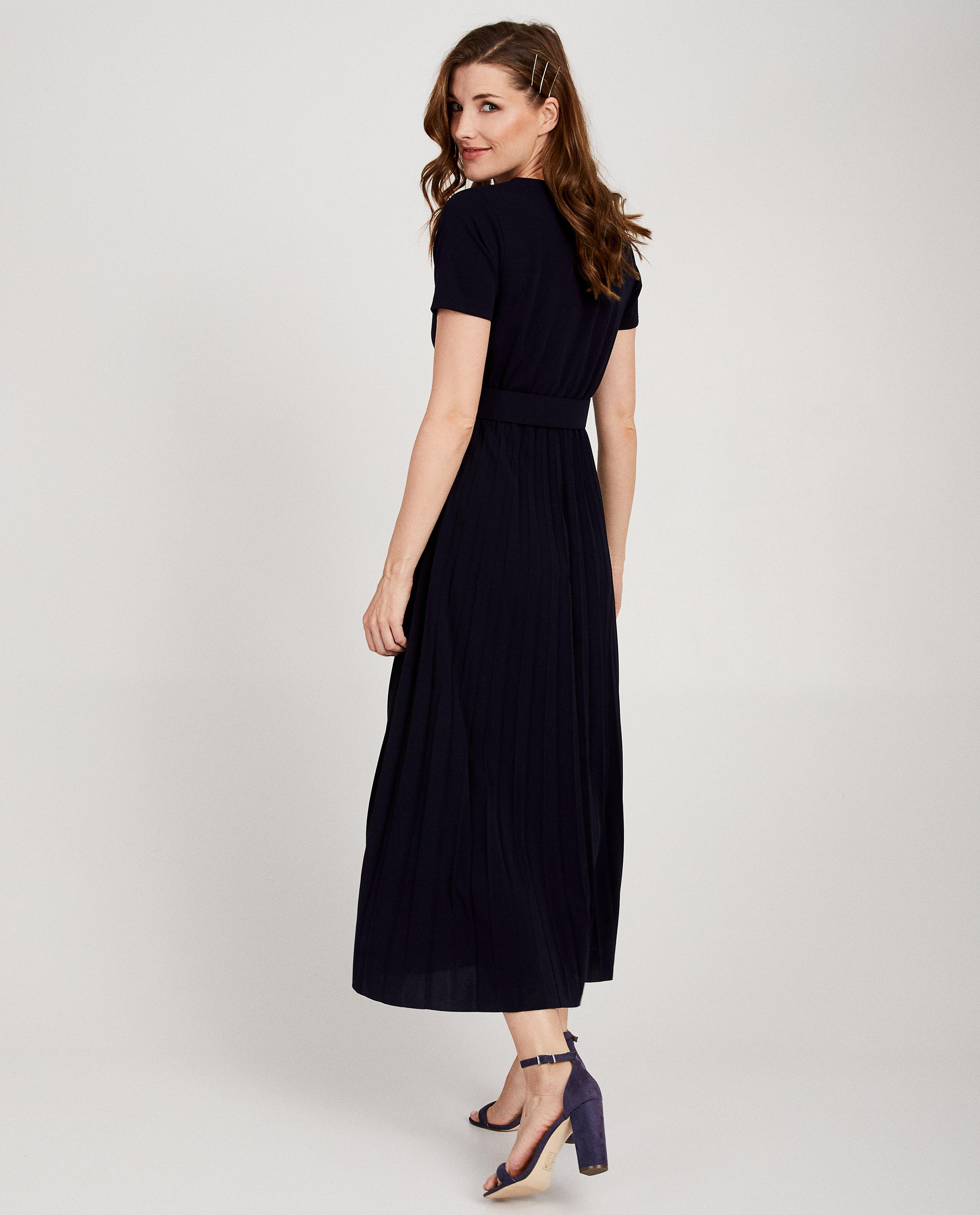 Kleedjes - Blauwe maxi-jurk met plissé