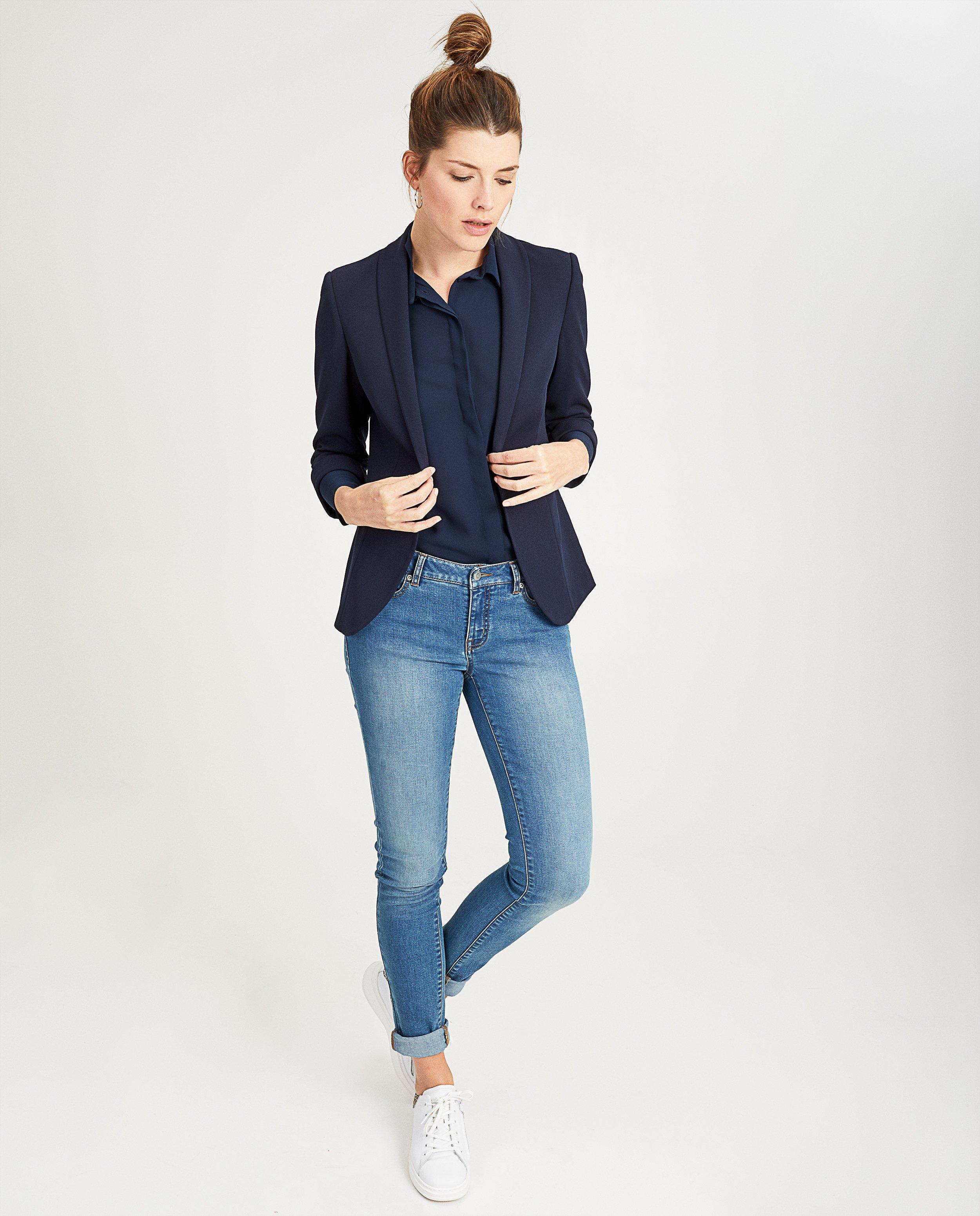 Donkerblauwe blazer - basic - Sora