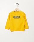 Gele sweater van biokatoen (NL) - met opschrift - Cuddles and Smiles