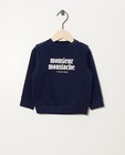 Blauwe sweater van biokatoen (FR) - met opschrift - Cuddles and Smiles