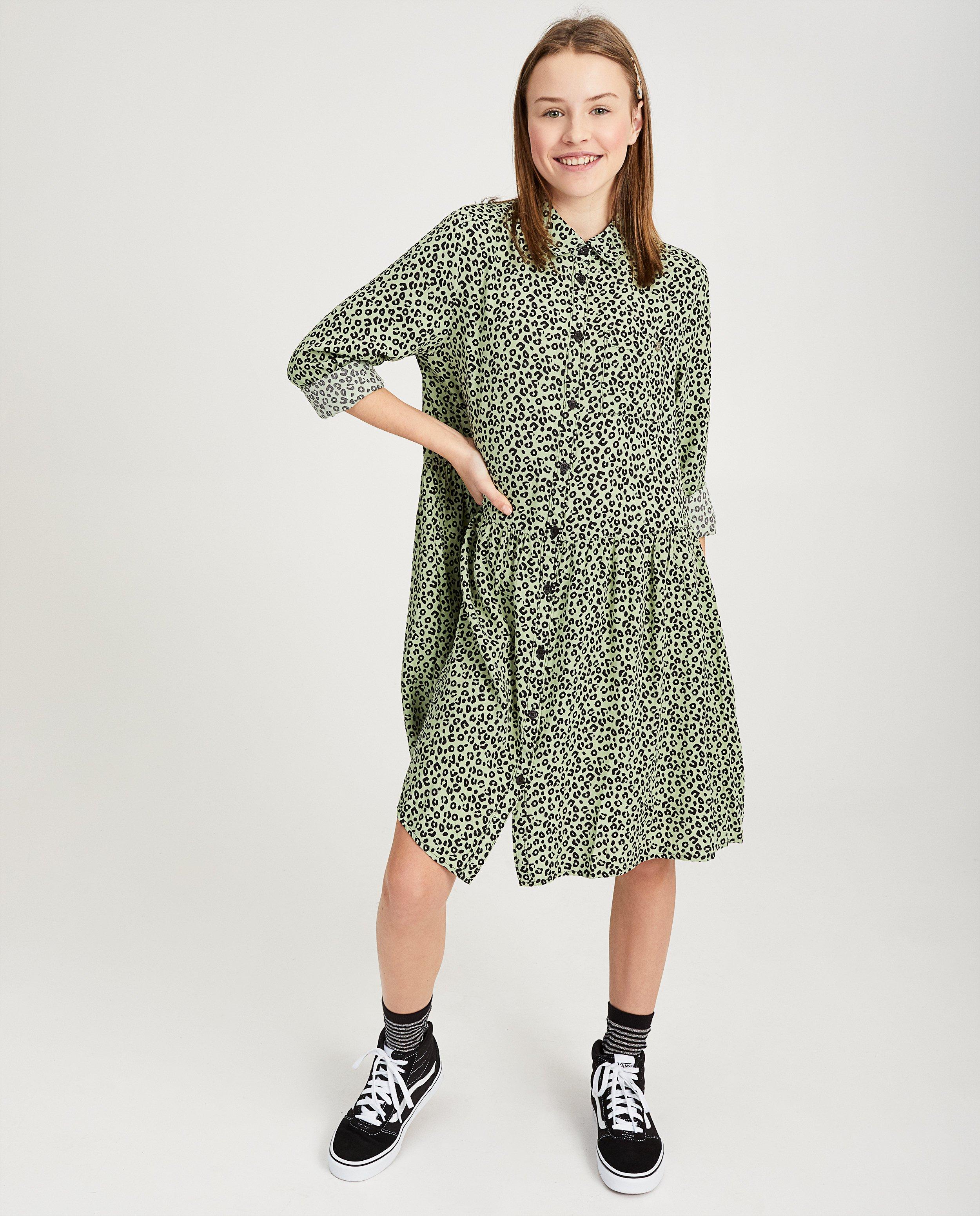 Robe verte, imprimé léopard - en viscose - Groggy