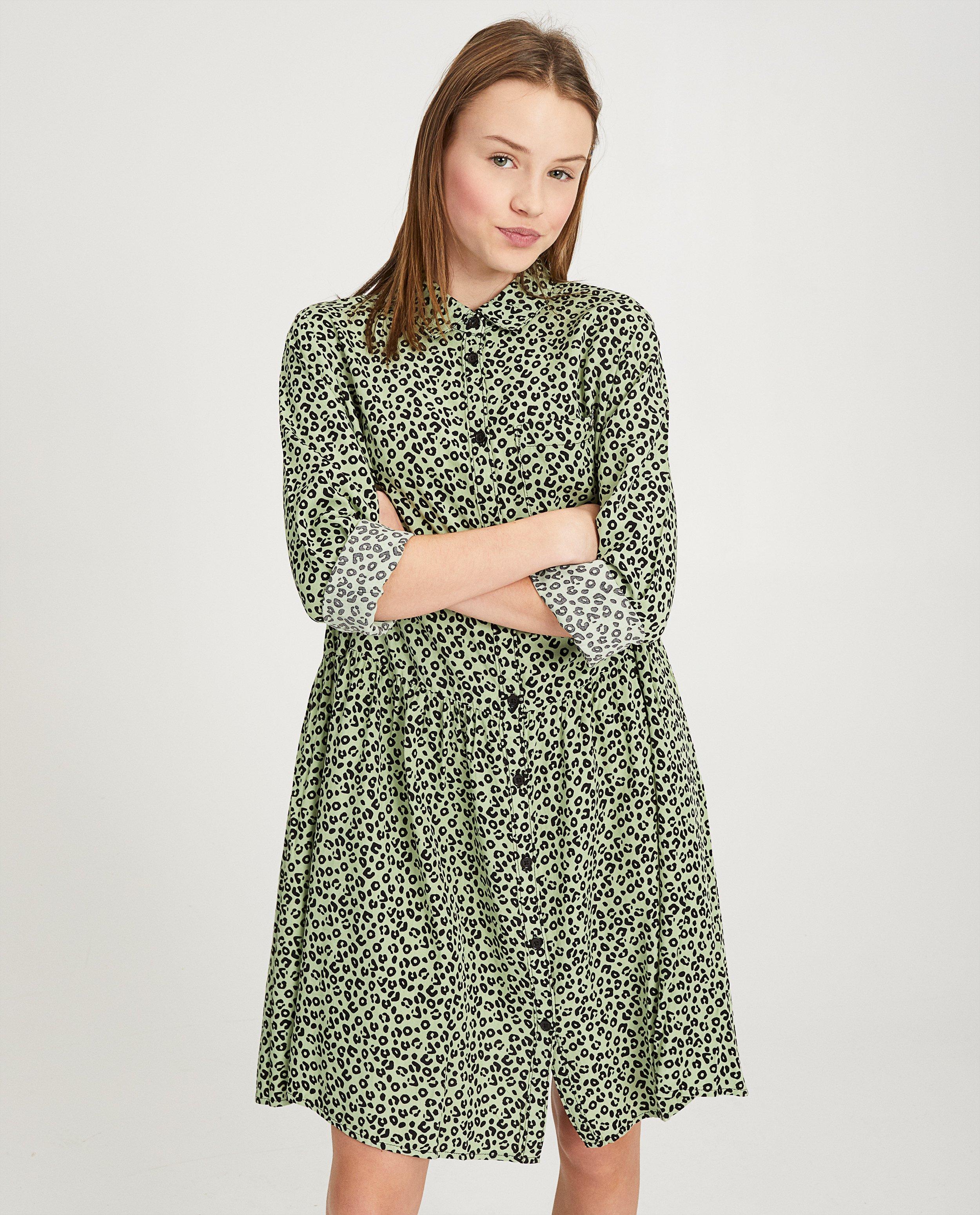 Robes - Robe verte, imprimé léopard