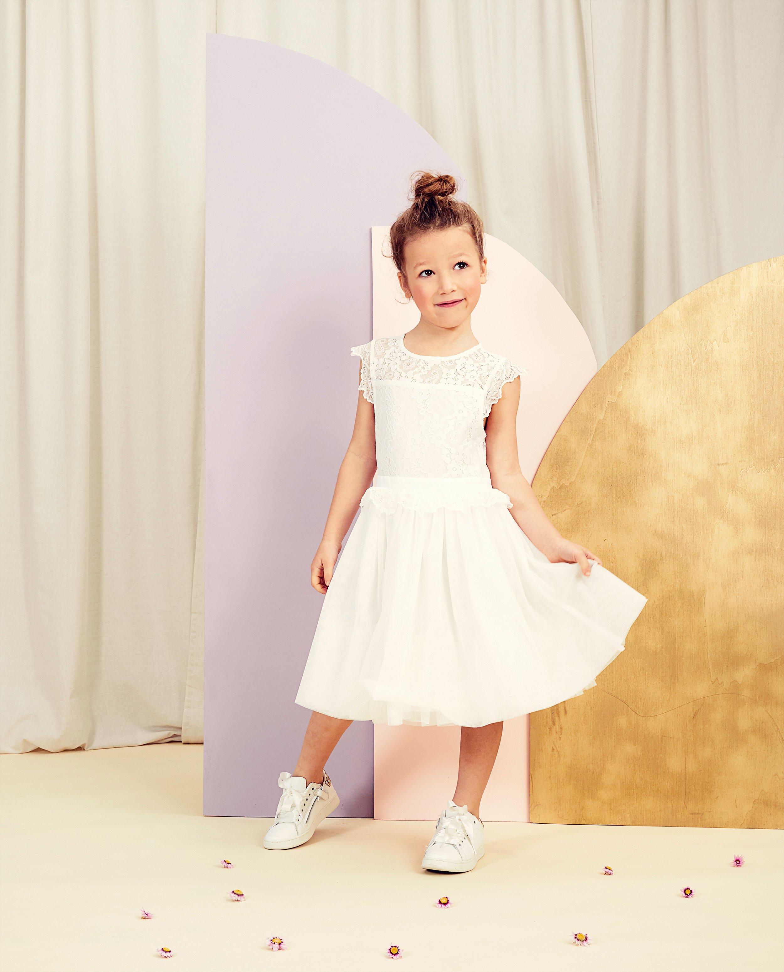 Robe blanche Communion - dentelle et tulle - Milla Star