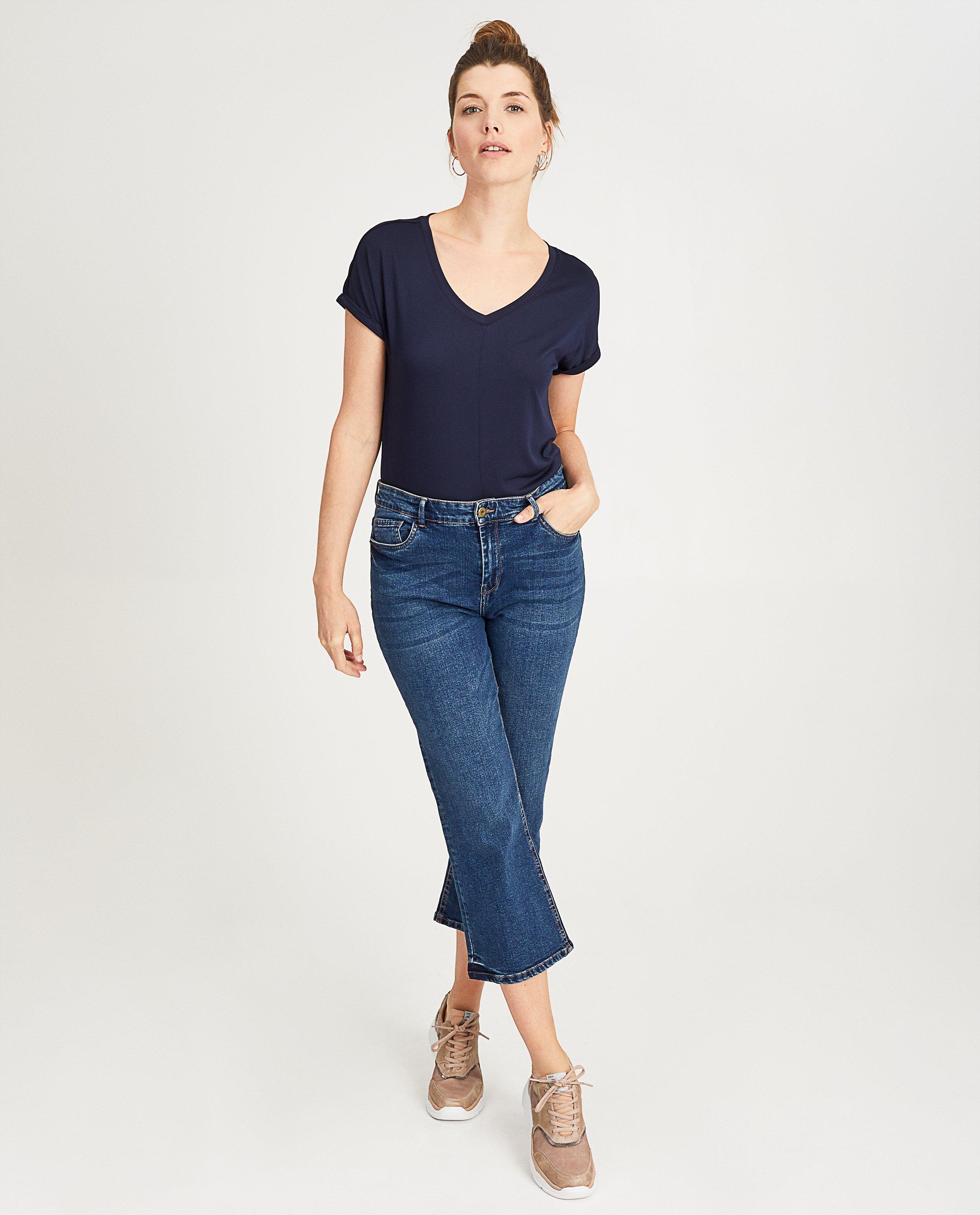 T-shirt bleu marine Sora - col en V - Sora