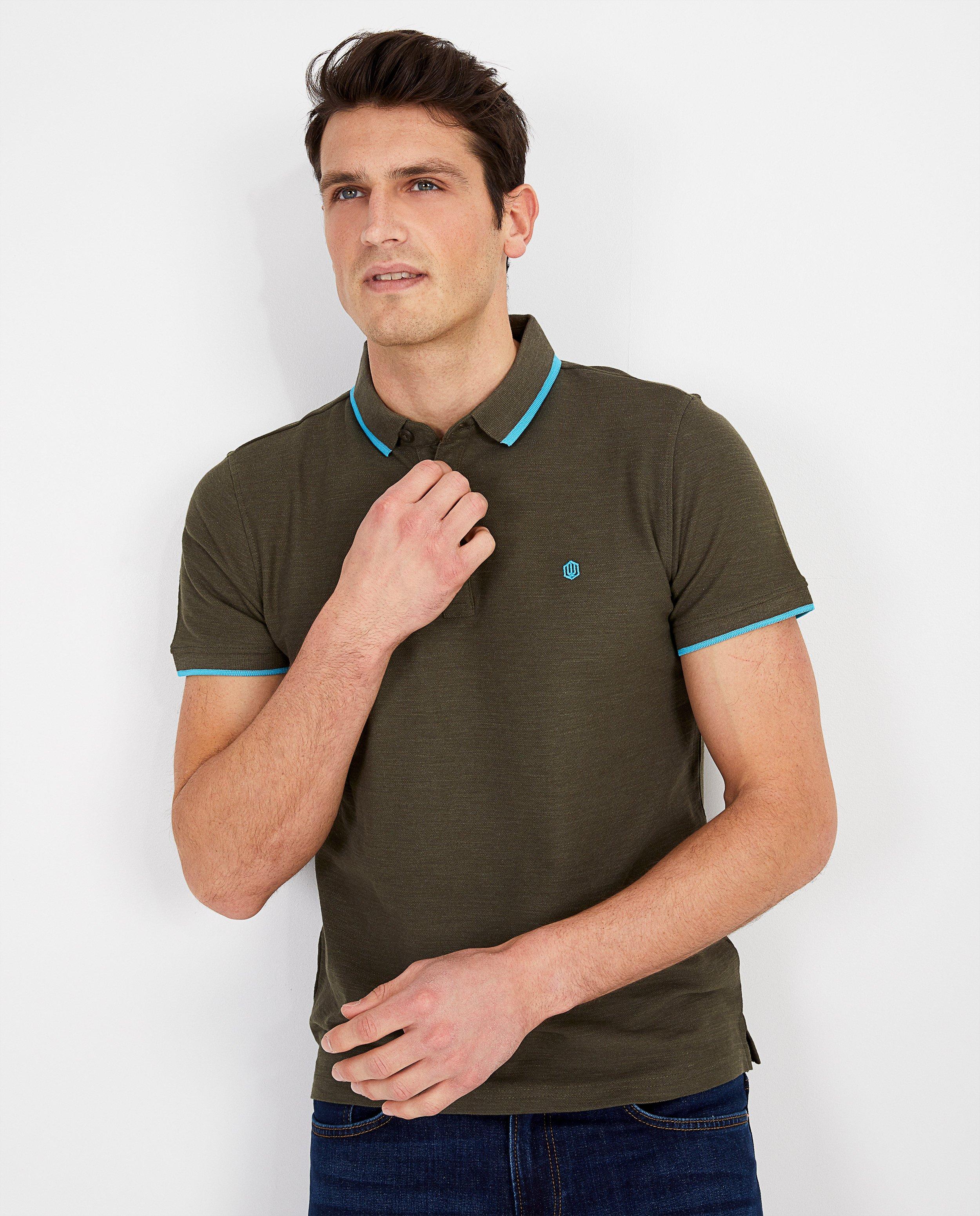 Donkergroene polo met fluoboord - Product Detail - khaki - afbeelding nummer 2