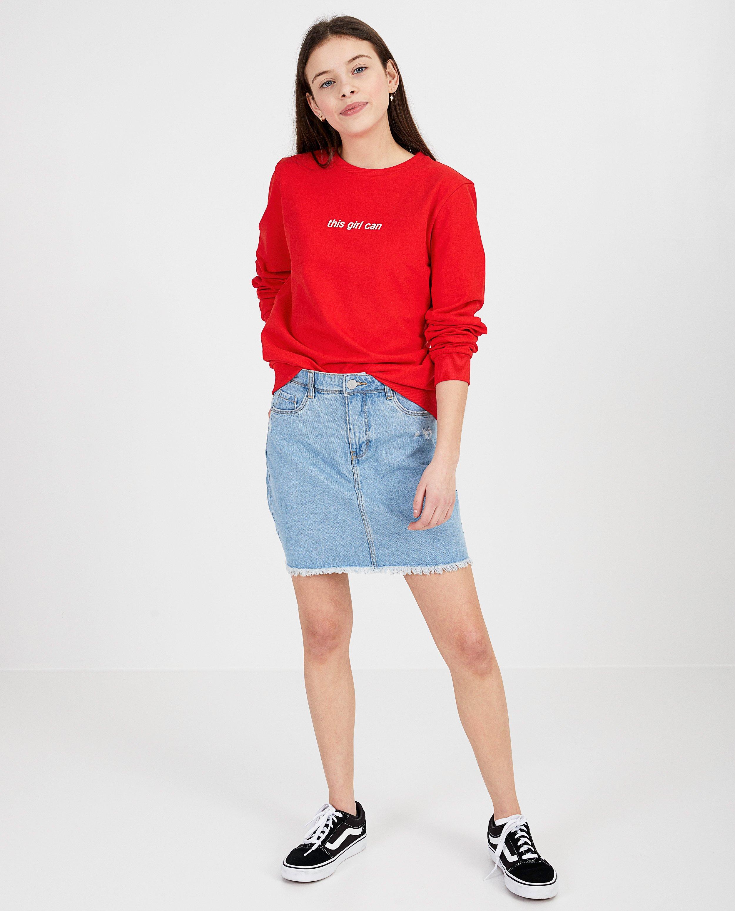 Rode sweater met opschrift - 'this girl can' - Groggy