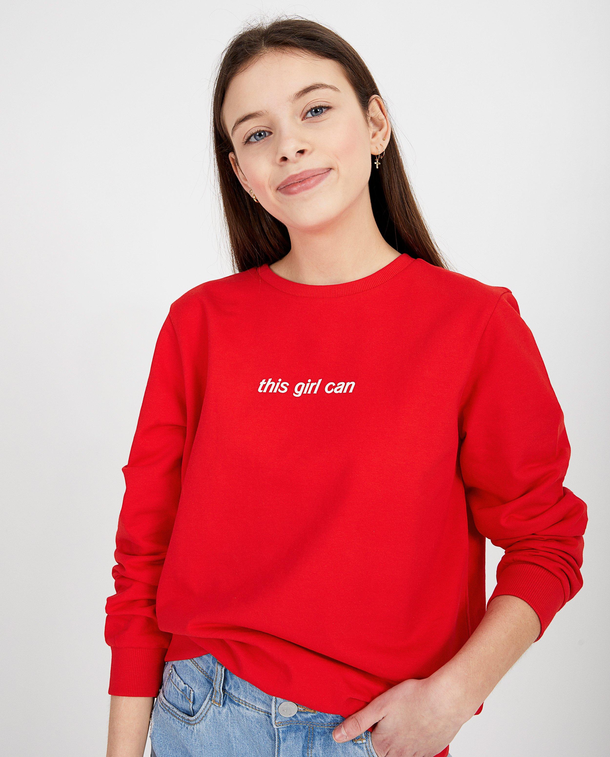 Sweaters - Rode sweater met opschrift