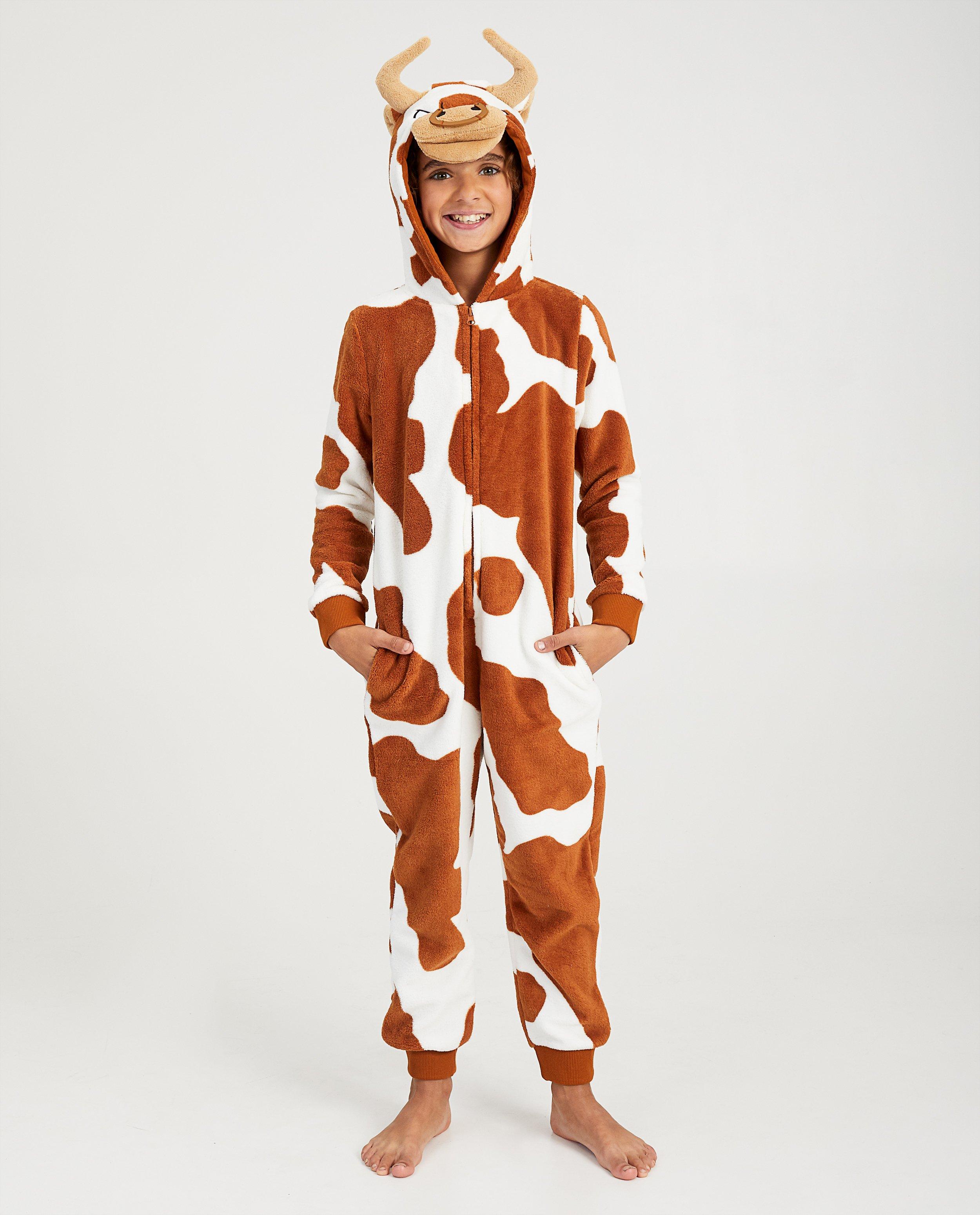 Bruin-wit gevlekte onesie - stier - Fish & Chips