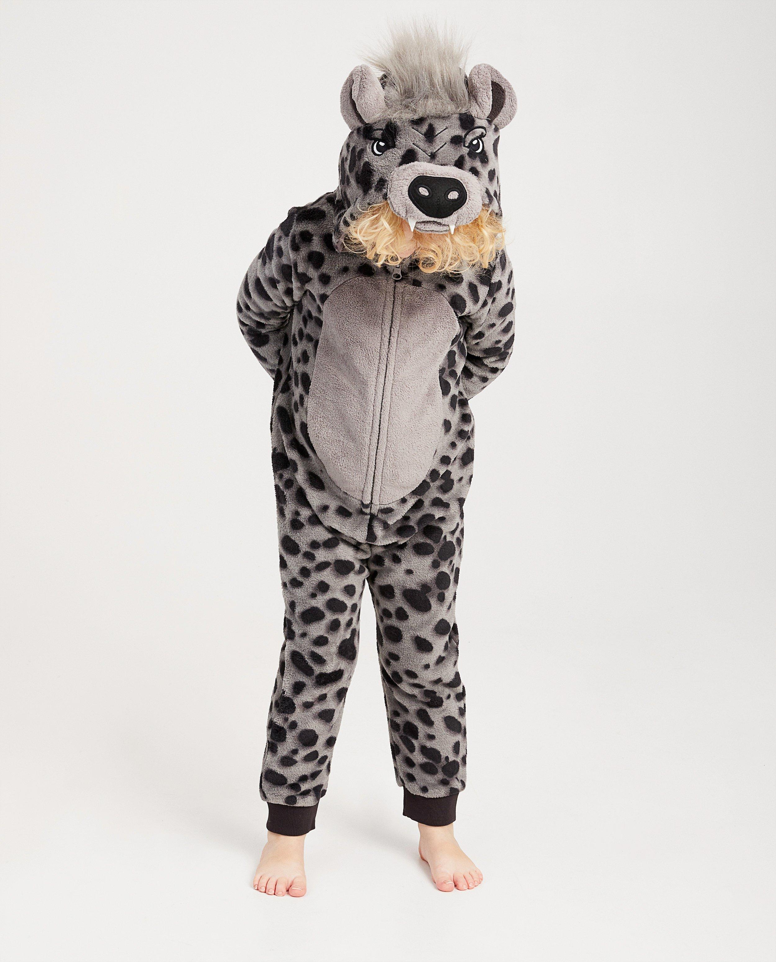 Grijze hyena-onesie, 2-7 jaar - met stippen - Kidz Nation