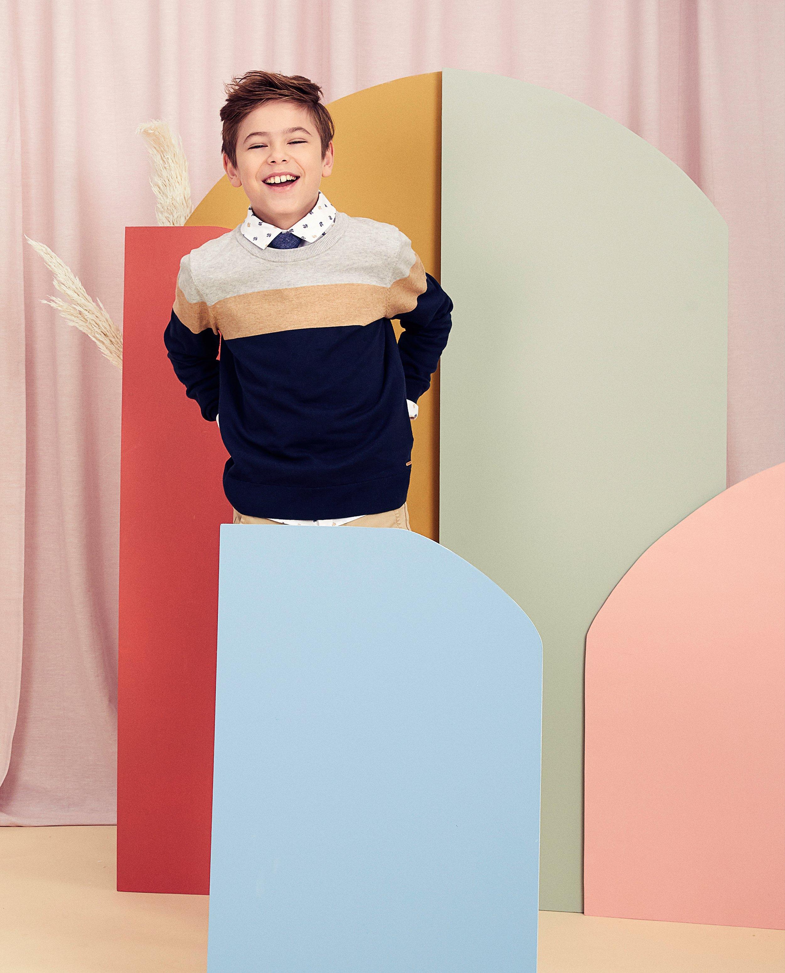 Trui met color block Communie - van fijne brei - Kidz Nation
