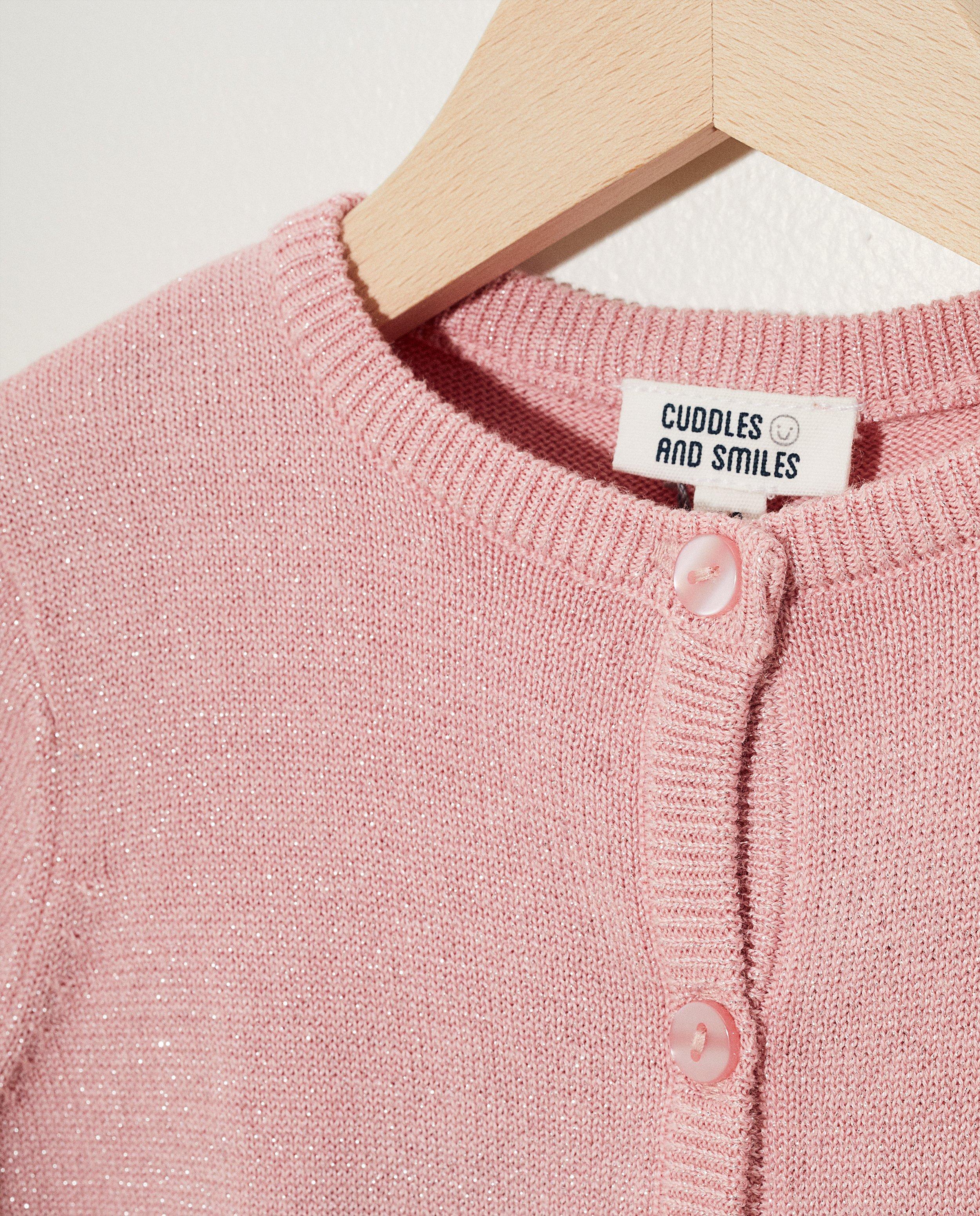 Cardigans - Roze cardigan met metaaldraad
