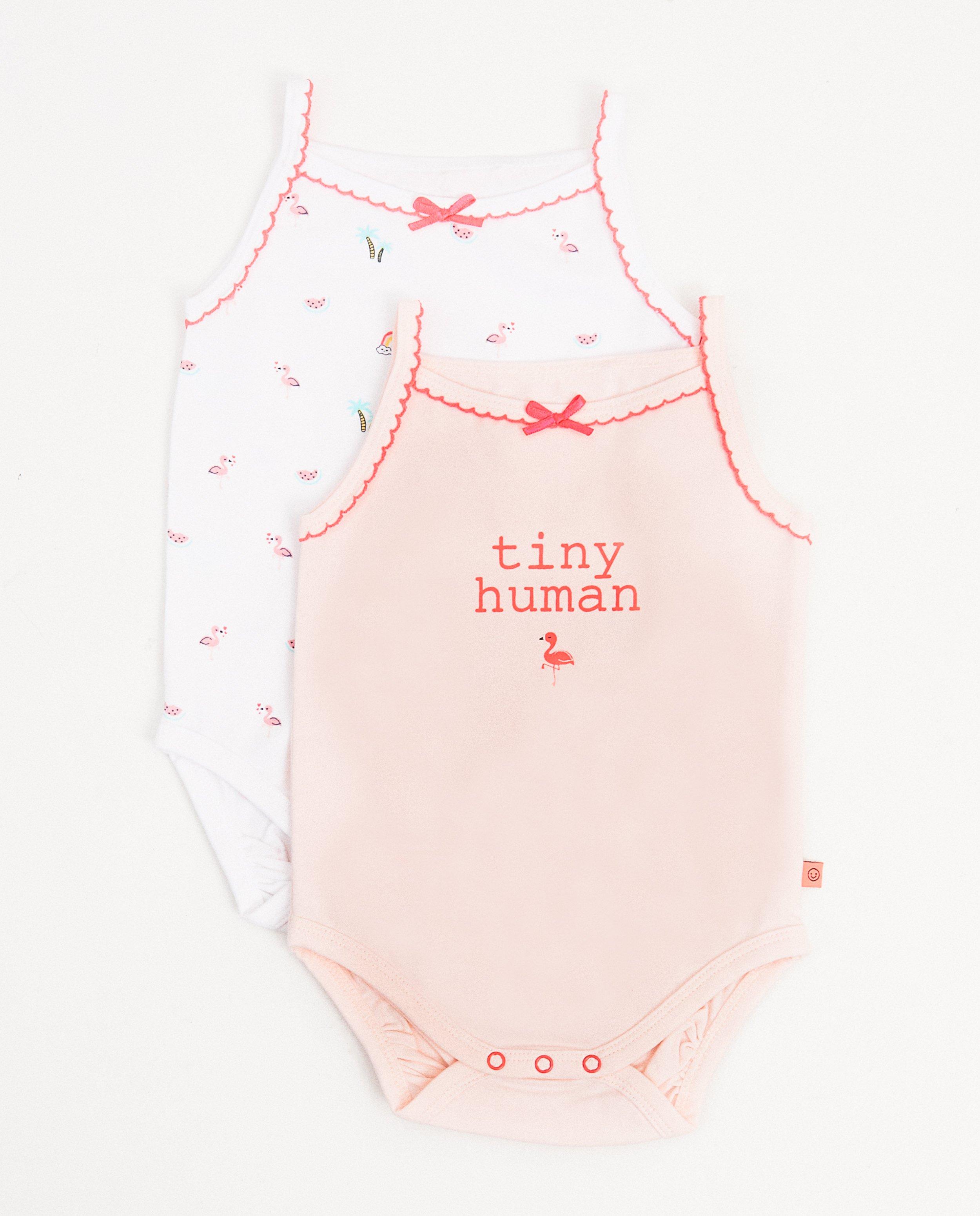 Lot de 2 bodys en coton bio - D&eacute;tails du produit - rose clair - image num&eacute;ro 1