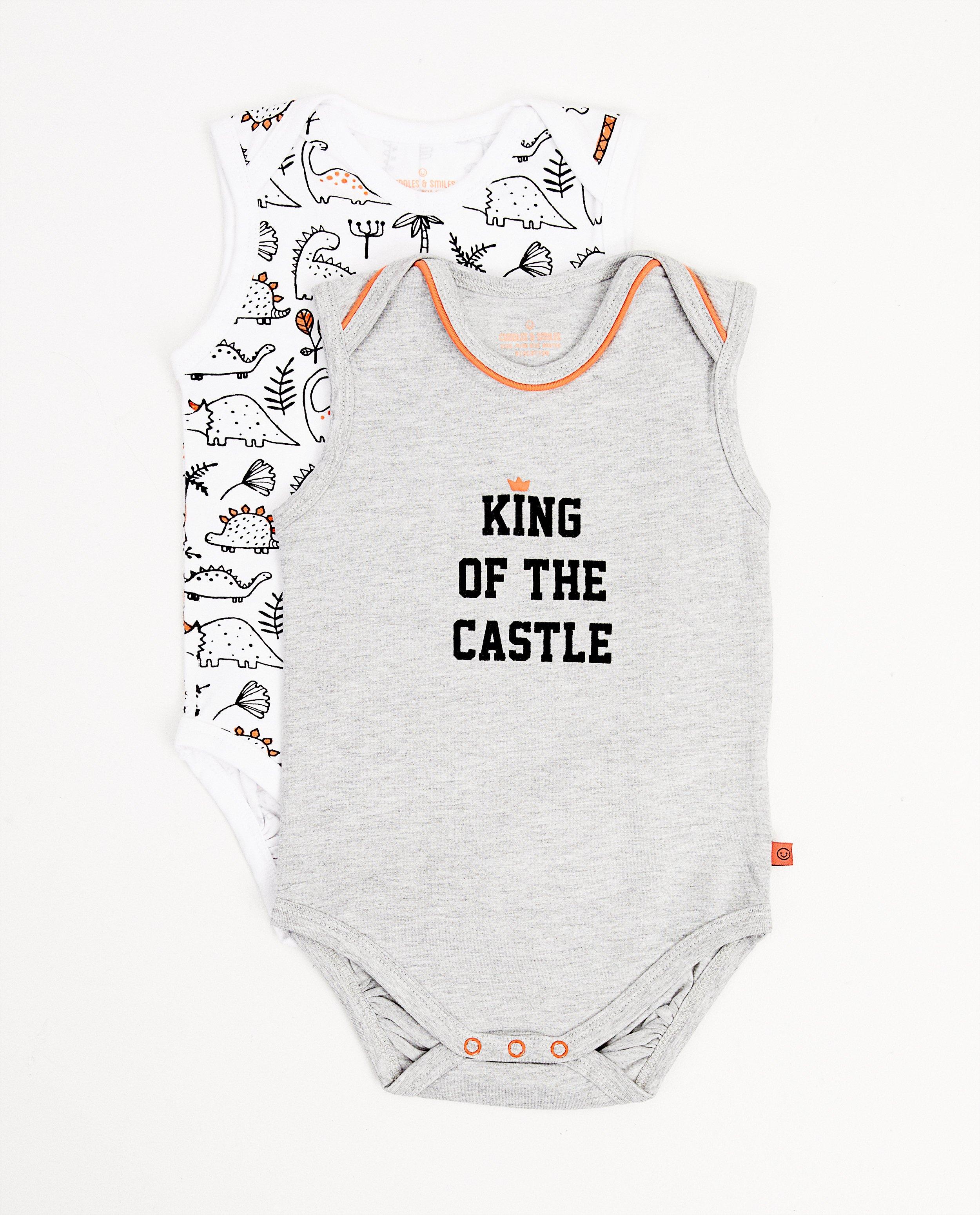 Set van 2 rompers van biokatoen - in grijs en wit - Cuddles and Smiles
