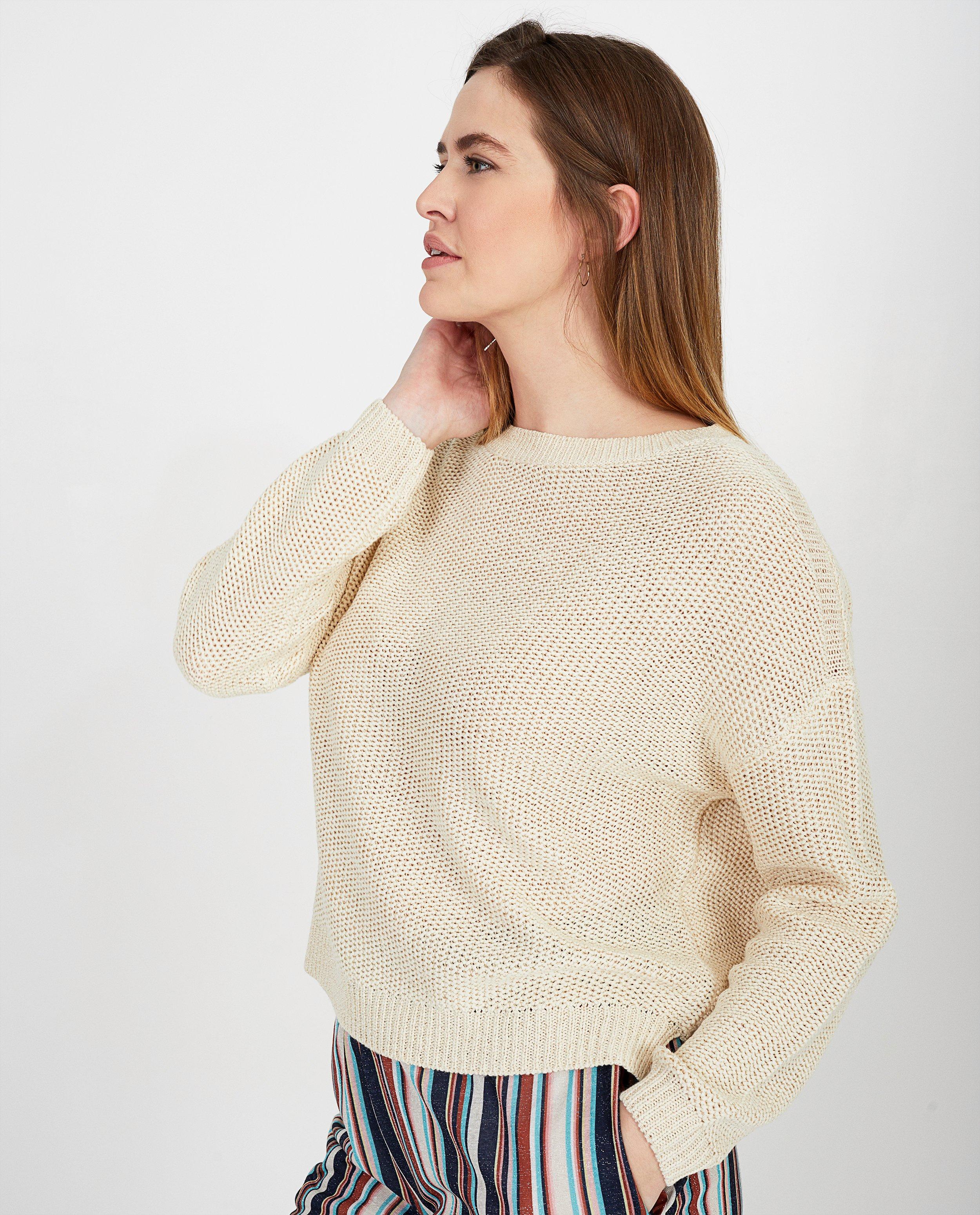Truien - Beige trui met metaaldraad Youh!