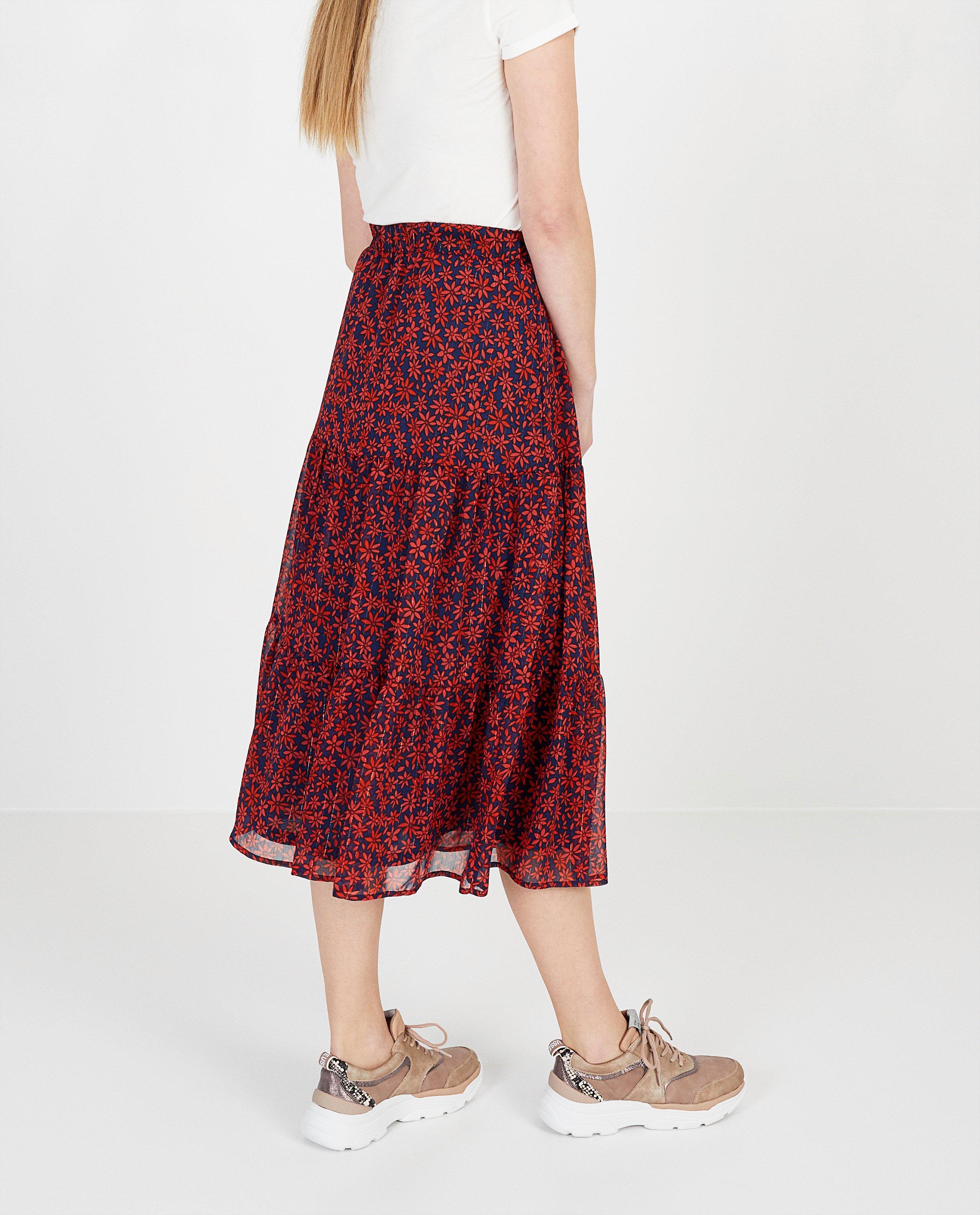 Rokken - Rood gebloemde midi-rok Youh!