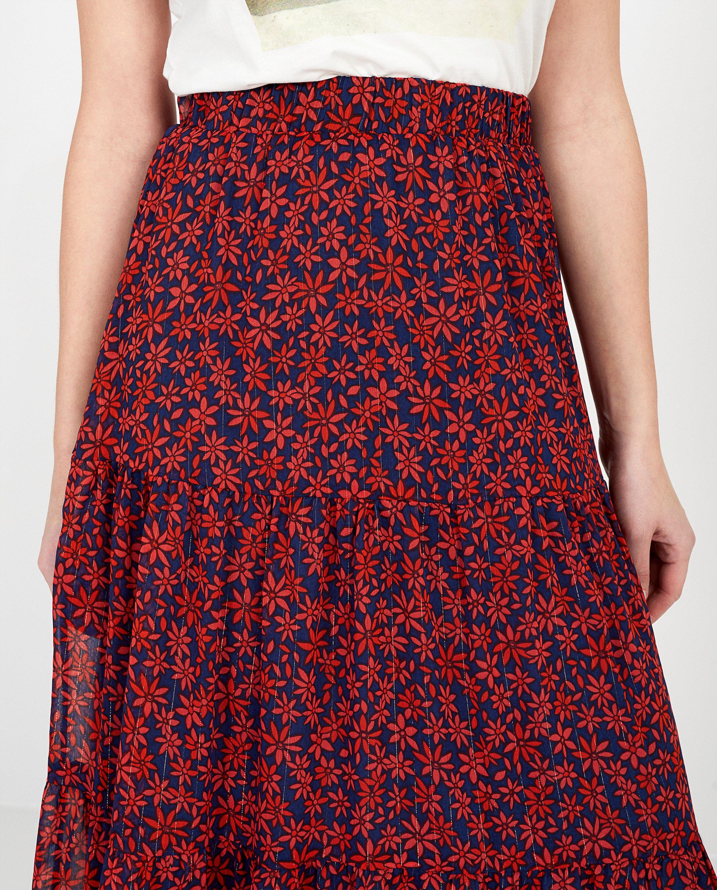 Rokken - Rood gebloemde midi-rok Youh!