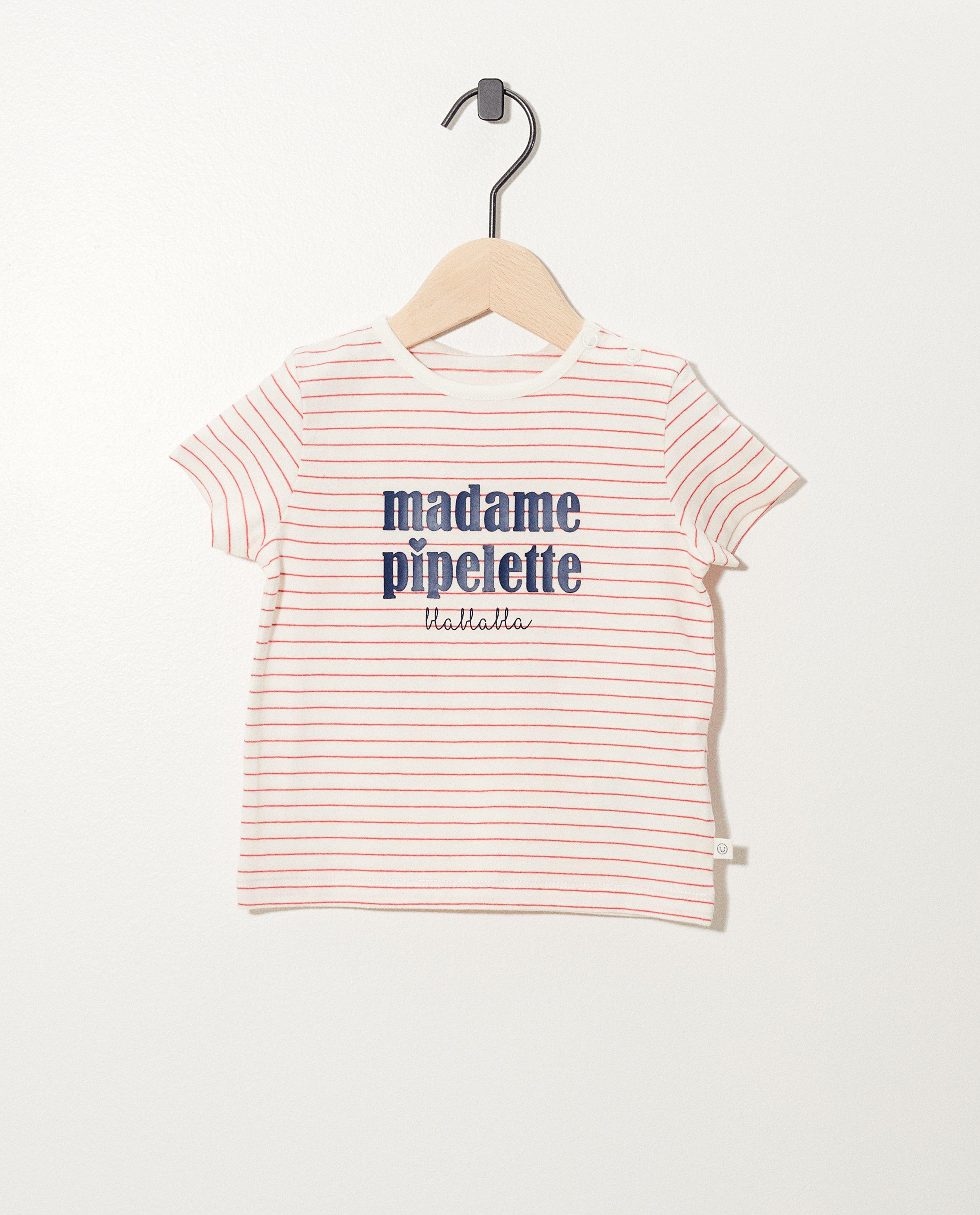 Wit T-shirt van biokatoen (FR) - met opschrift - Cuddles and Smiles