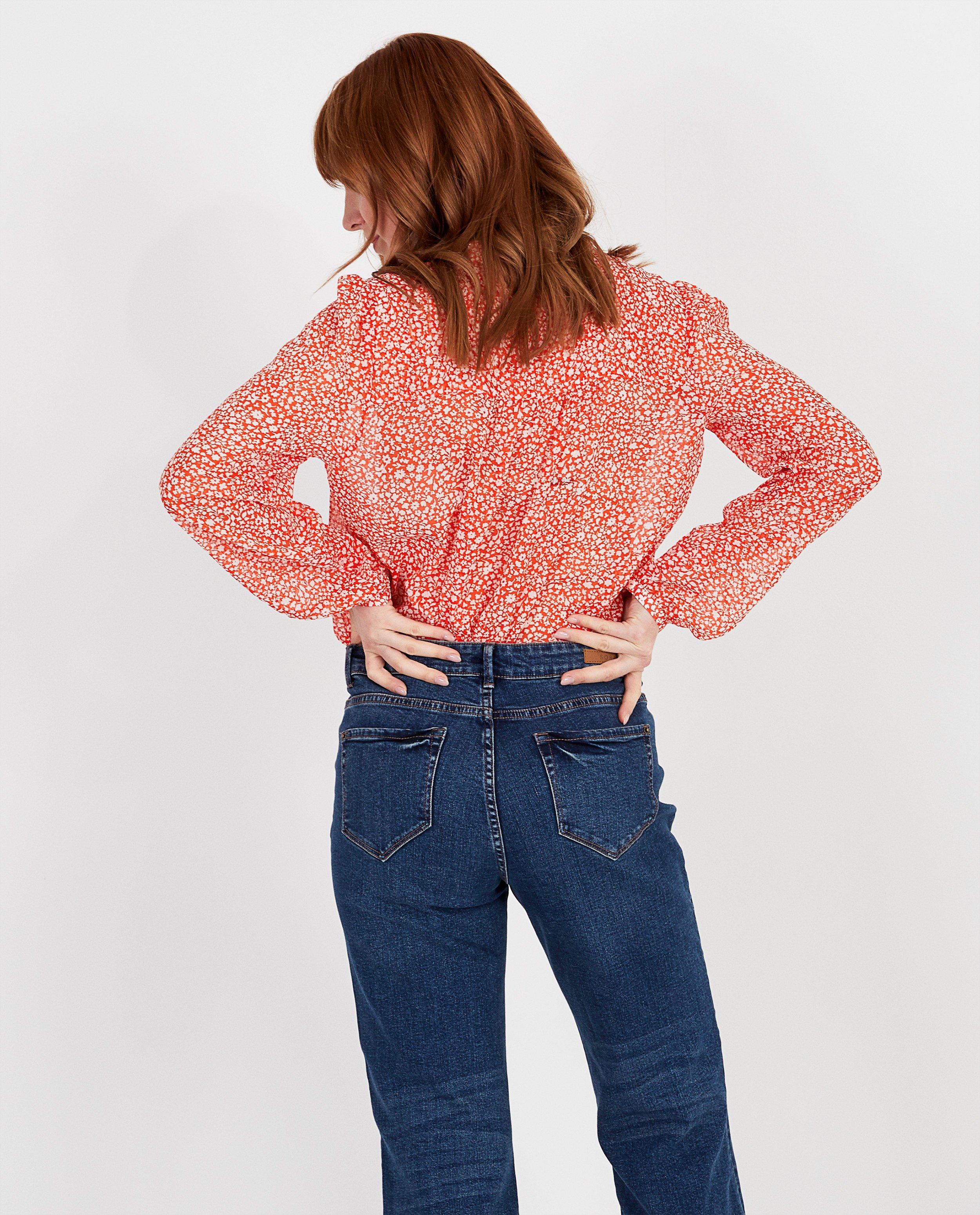 Hemden - Rode blouse met bloemenprint Sora
