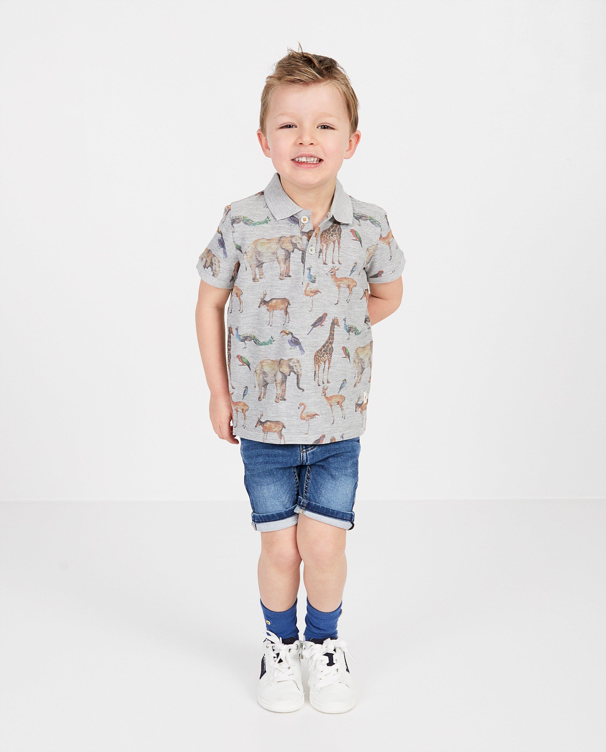 Grijze polo met dierenprint - null - Kidz Nation