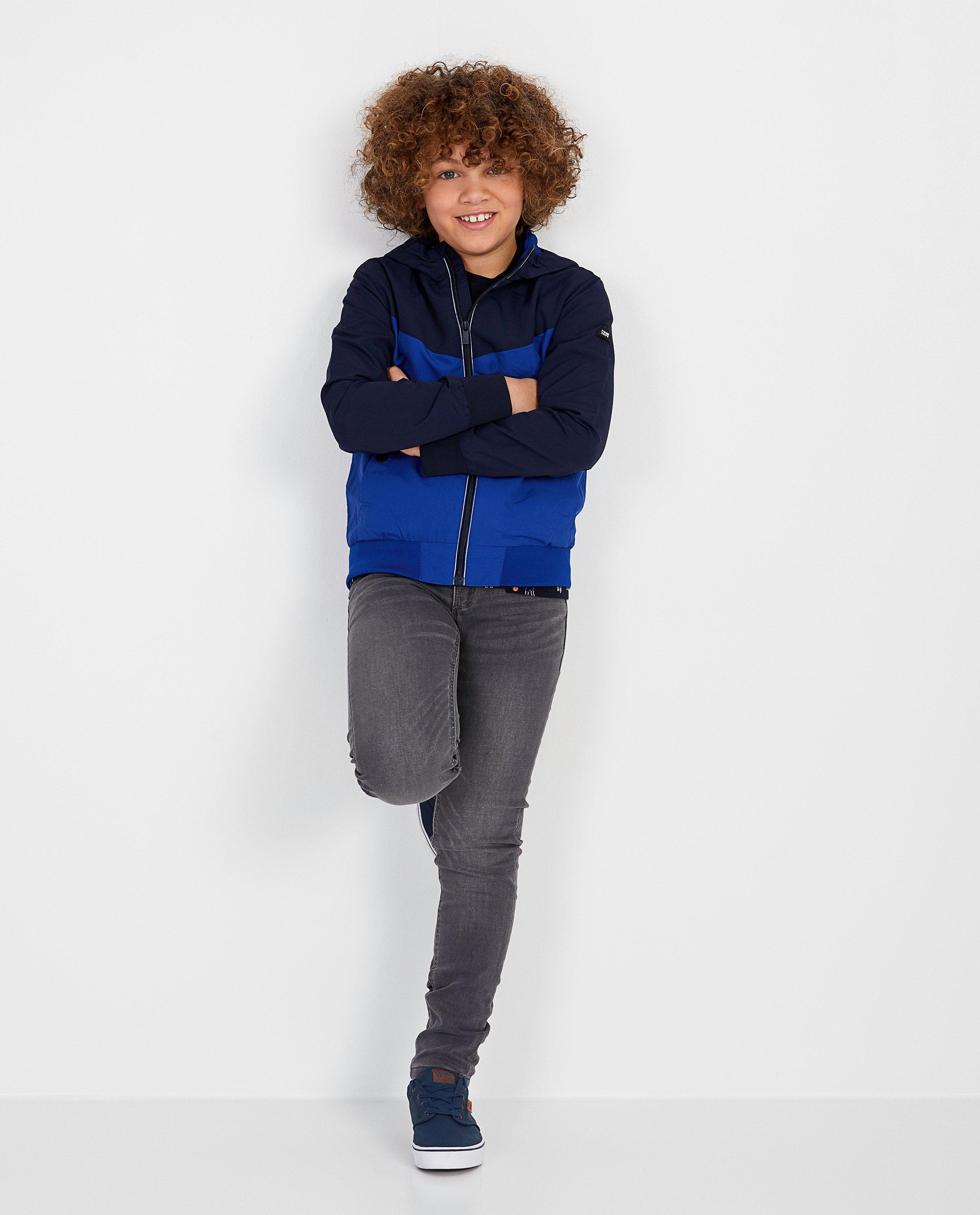 Blauwe regenjas, 7-14 jaar - waterafstotend - Fish & Chips