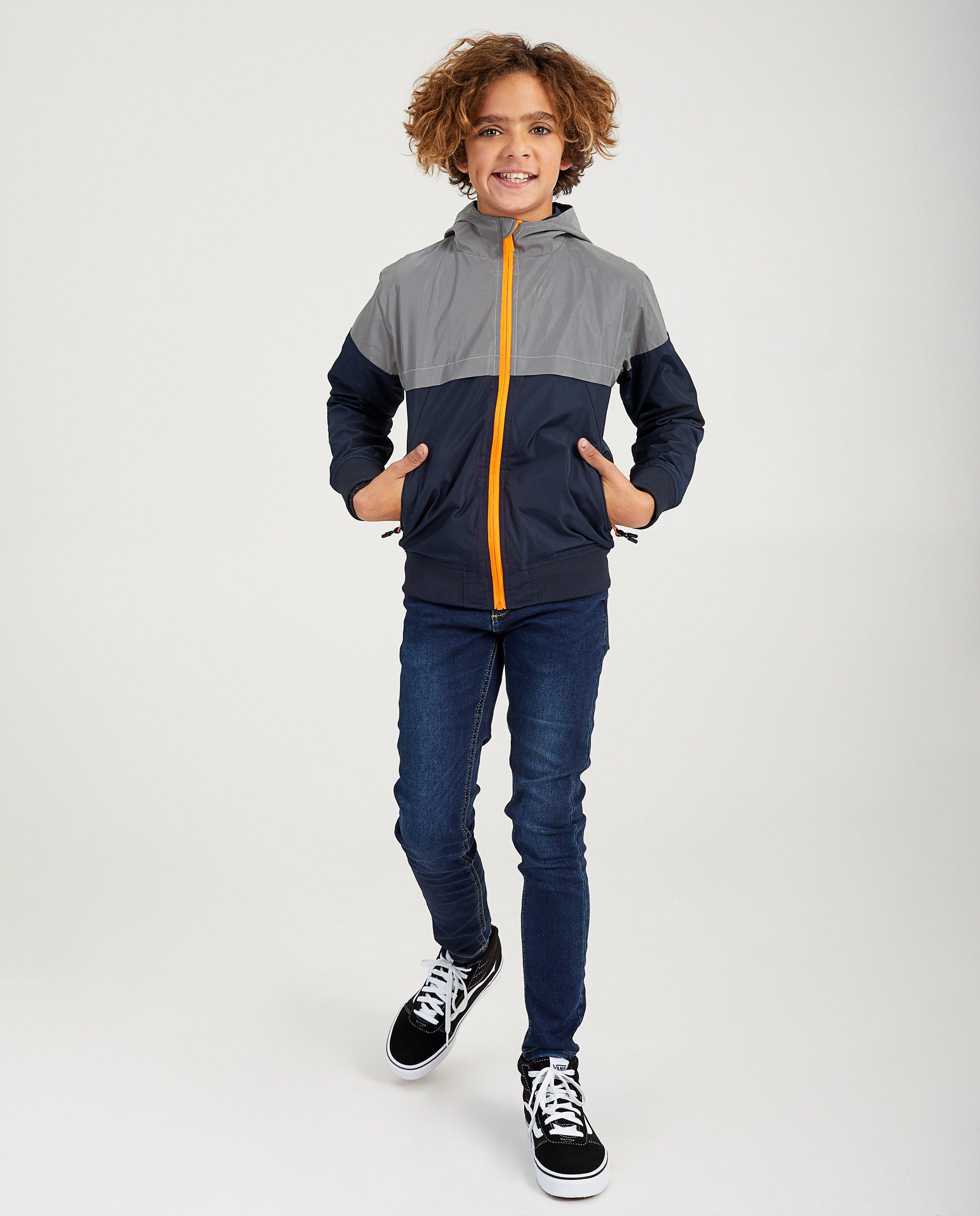 Blauwe reflecterende jas 7-14 jaar - waterafstotend - Fish & Chips