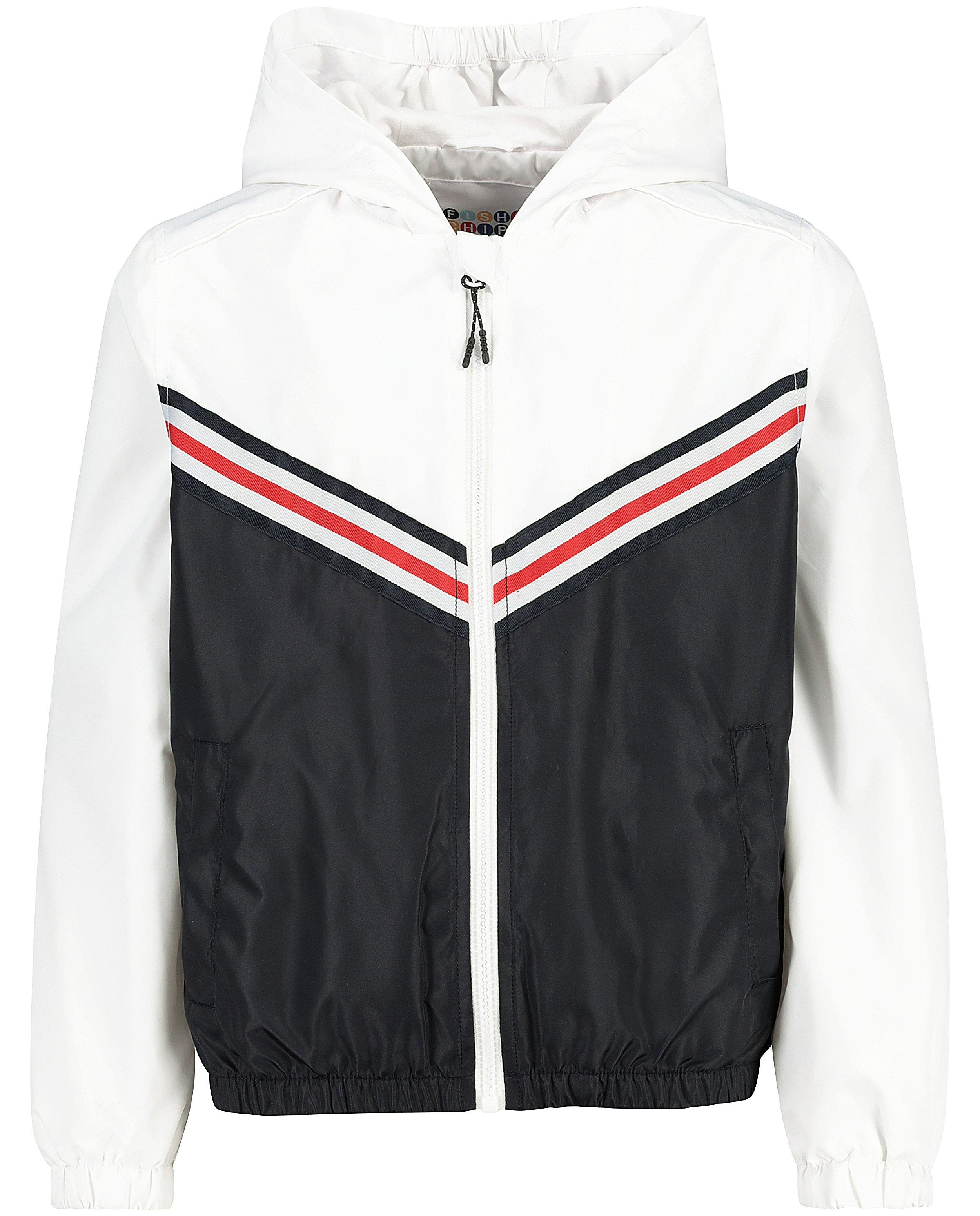 Poncho's en teddy's - Wit-blauwe jas met kap