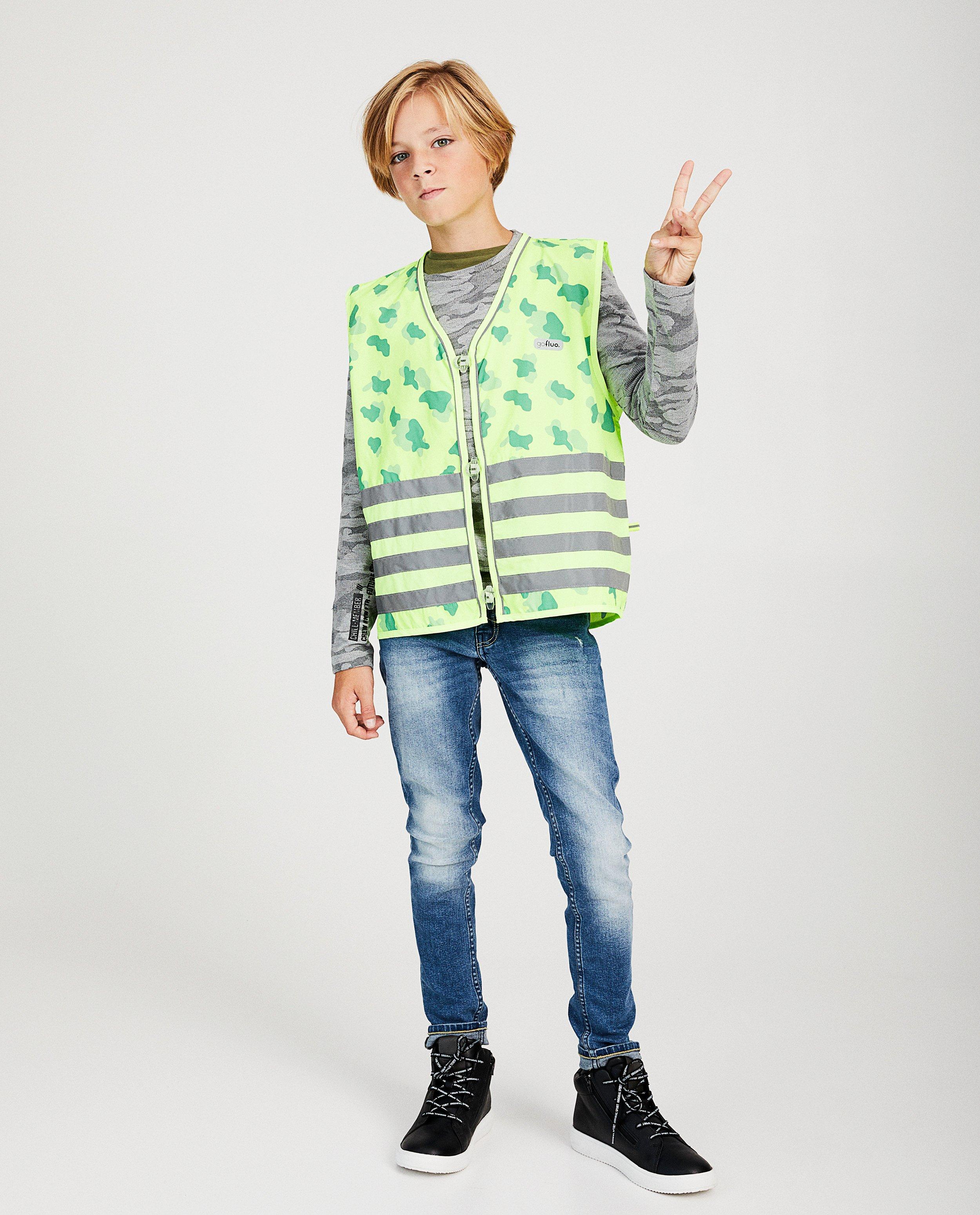 Veiligheidshesje Gofluo, 7-14 jaar - en reflecterende strepen - GoFluo