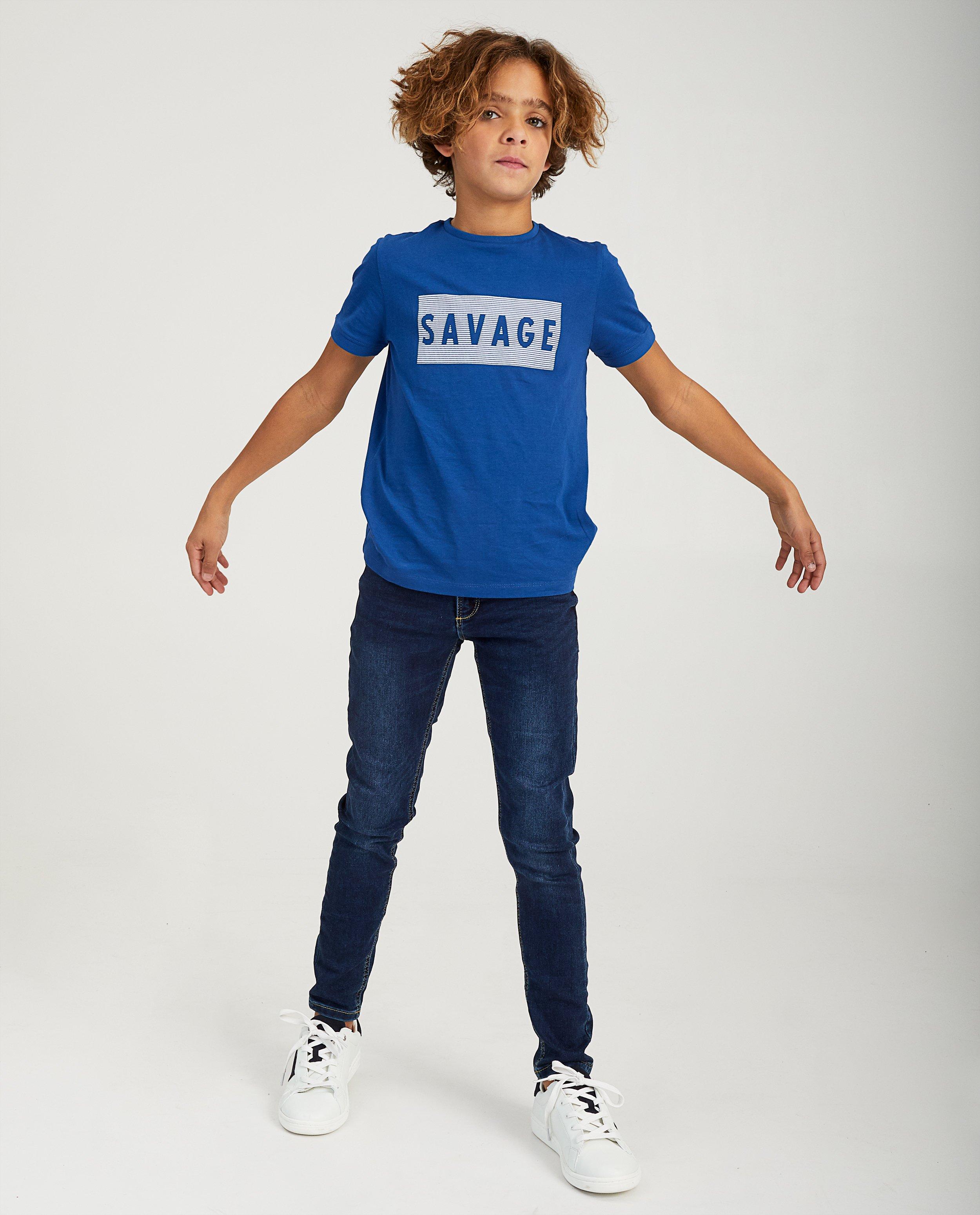T-shirt bleu, imprimé Nachtwacht - et inscription - Nachtwacht
