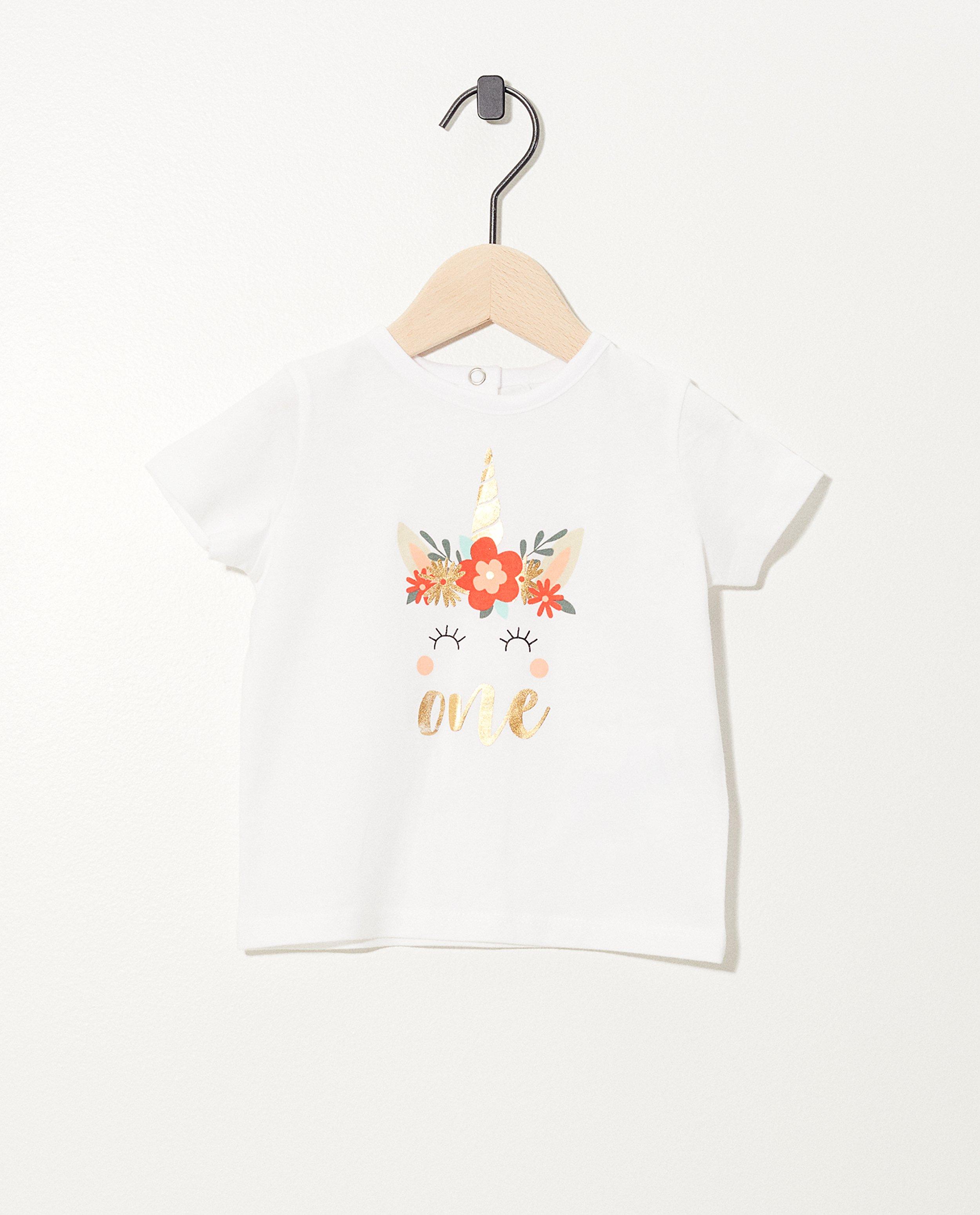 T-shirt blanc d’anniversaire - imprimé, 1er anniversaire - Cuddles and Smiles