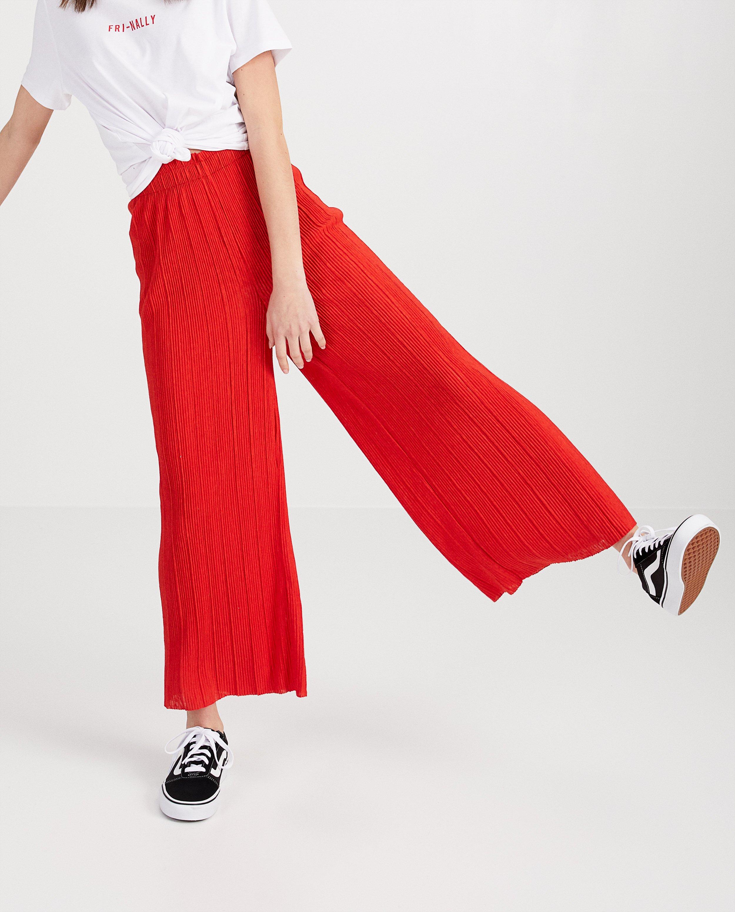 Broeken - Rode plissé-broek