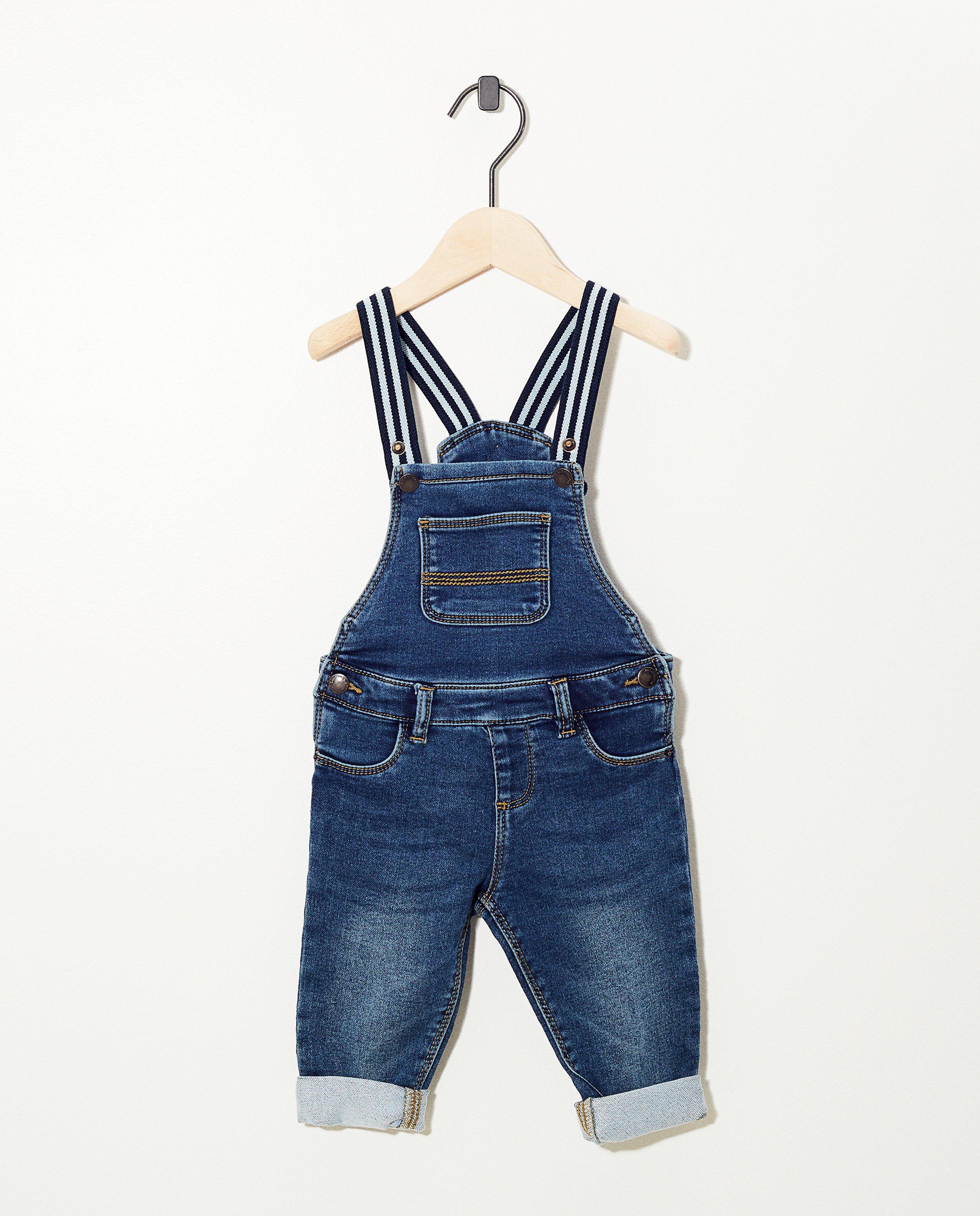 Salopette jeans van sweat denim - verstelbare tailleband - Cuddles and Smiles