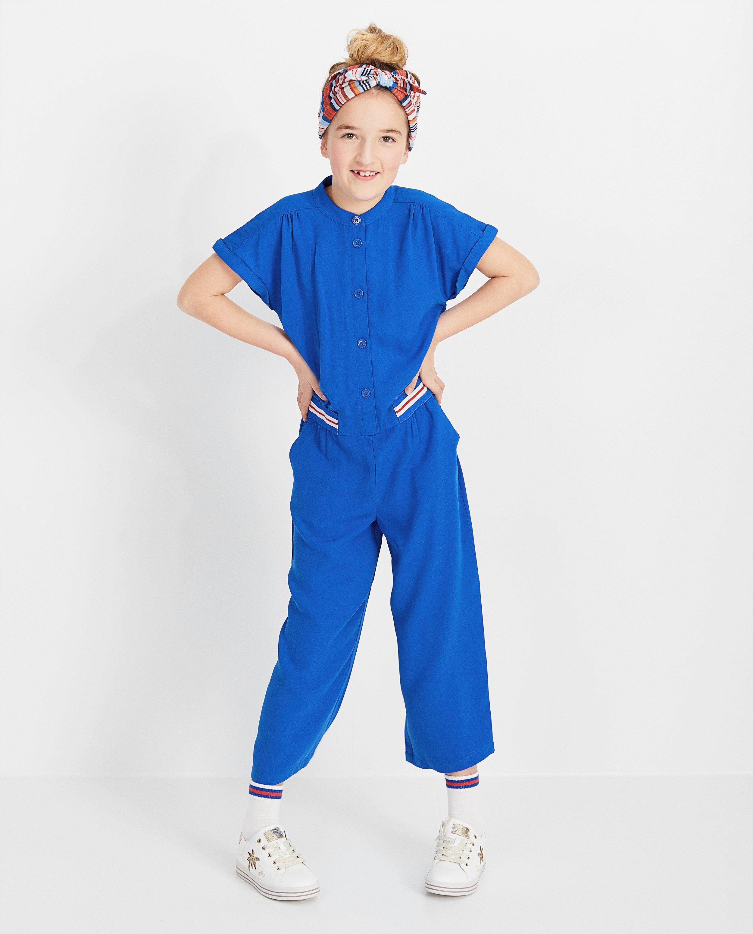 Kobaltblauwe jumpsuit - met wijde pijpen - Fish & Chips