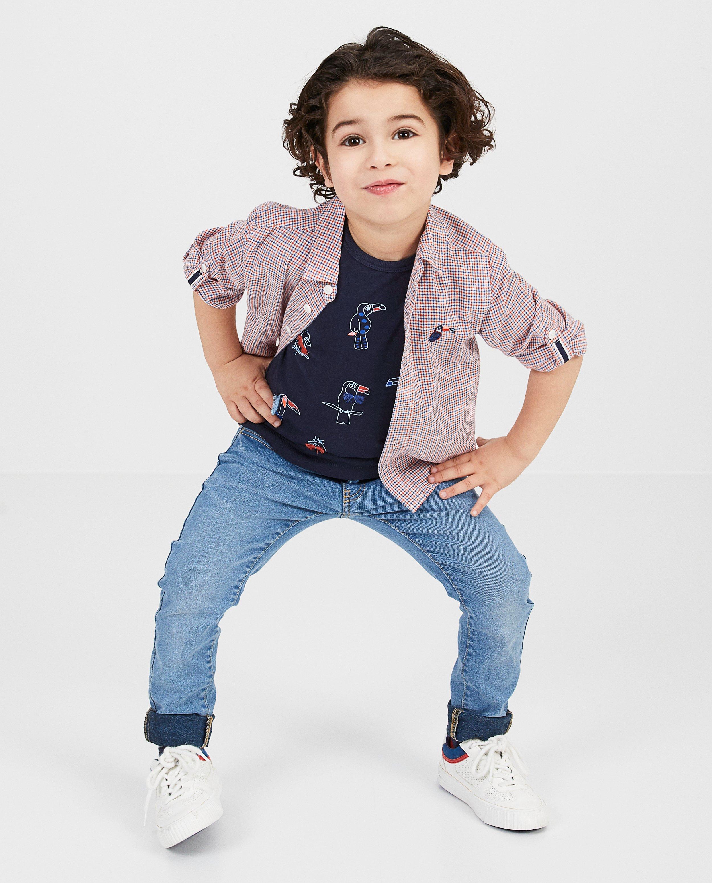 Chemise à carreaux en lin - oiseau - Kidz Nation