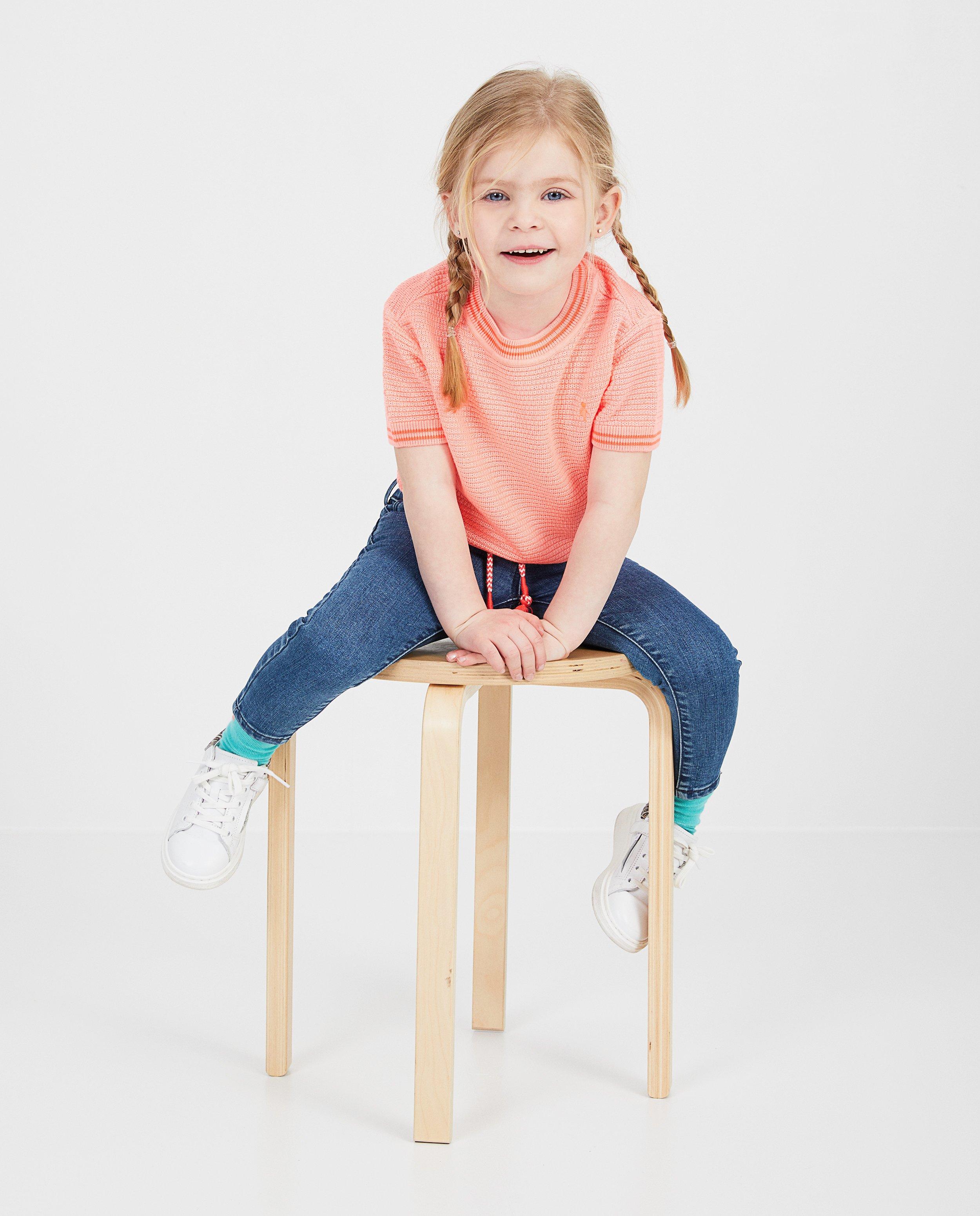 Roze top van fijne brei Heidi - gebreid patroon - Heidi