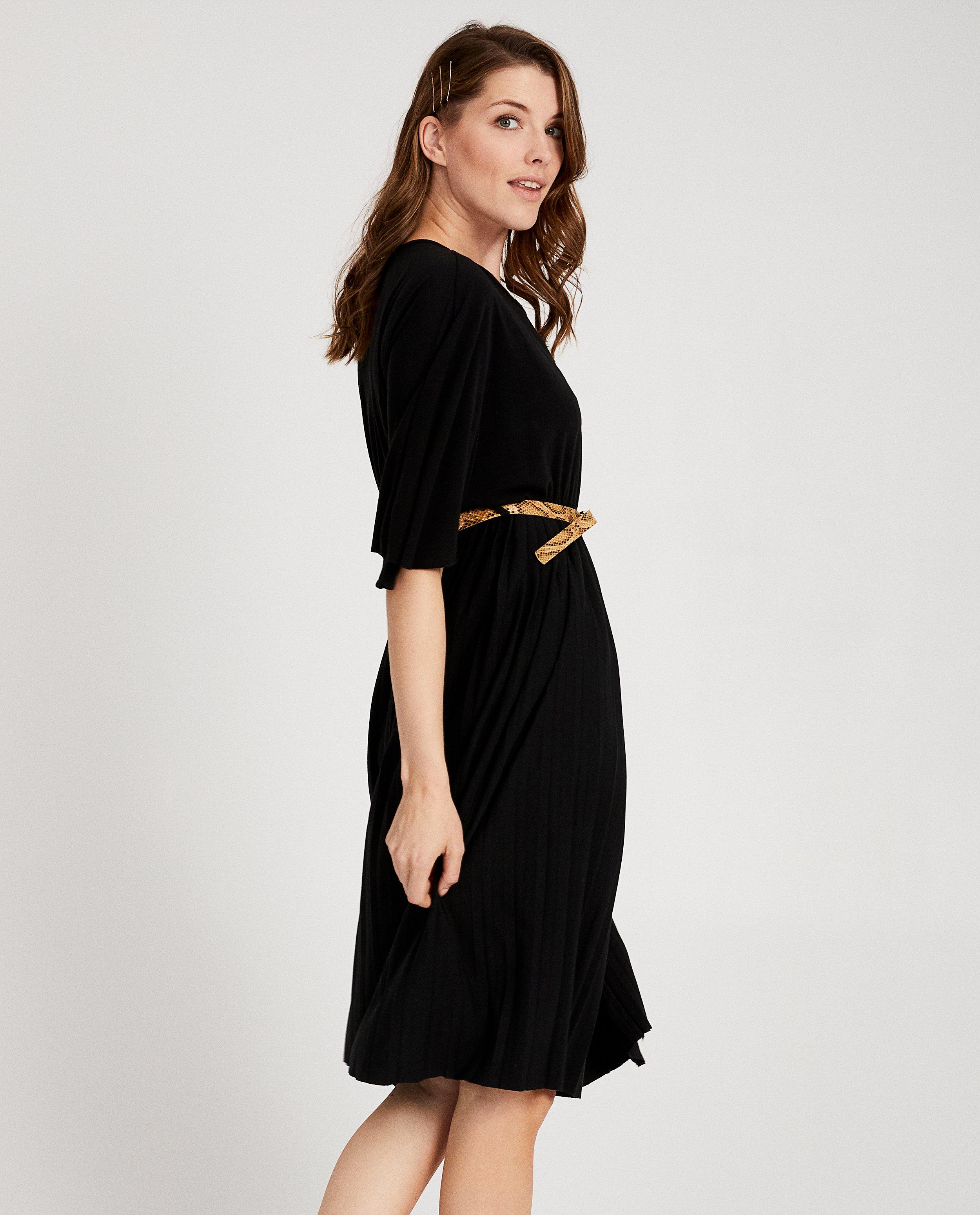 Zwarte jurk met pliss&eacute; Ella Italia - Product Detail - zwart - afbeelding nummer 3