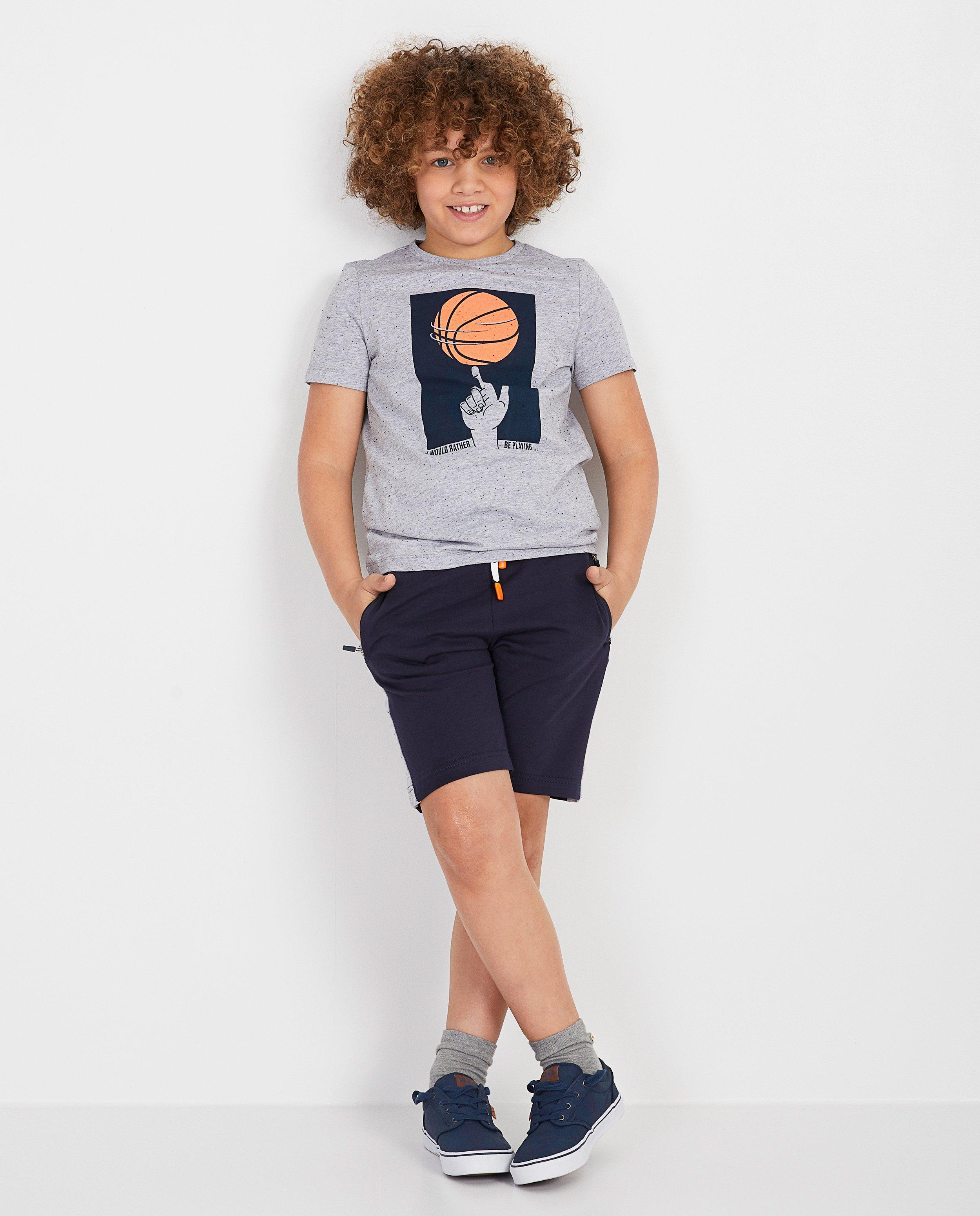 Grijs T-shirt basketbal - Fluokleuren - Fish & Chips