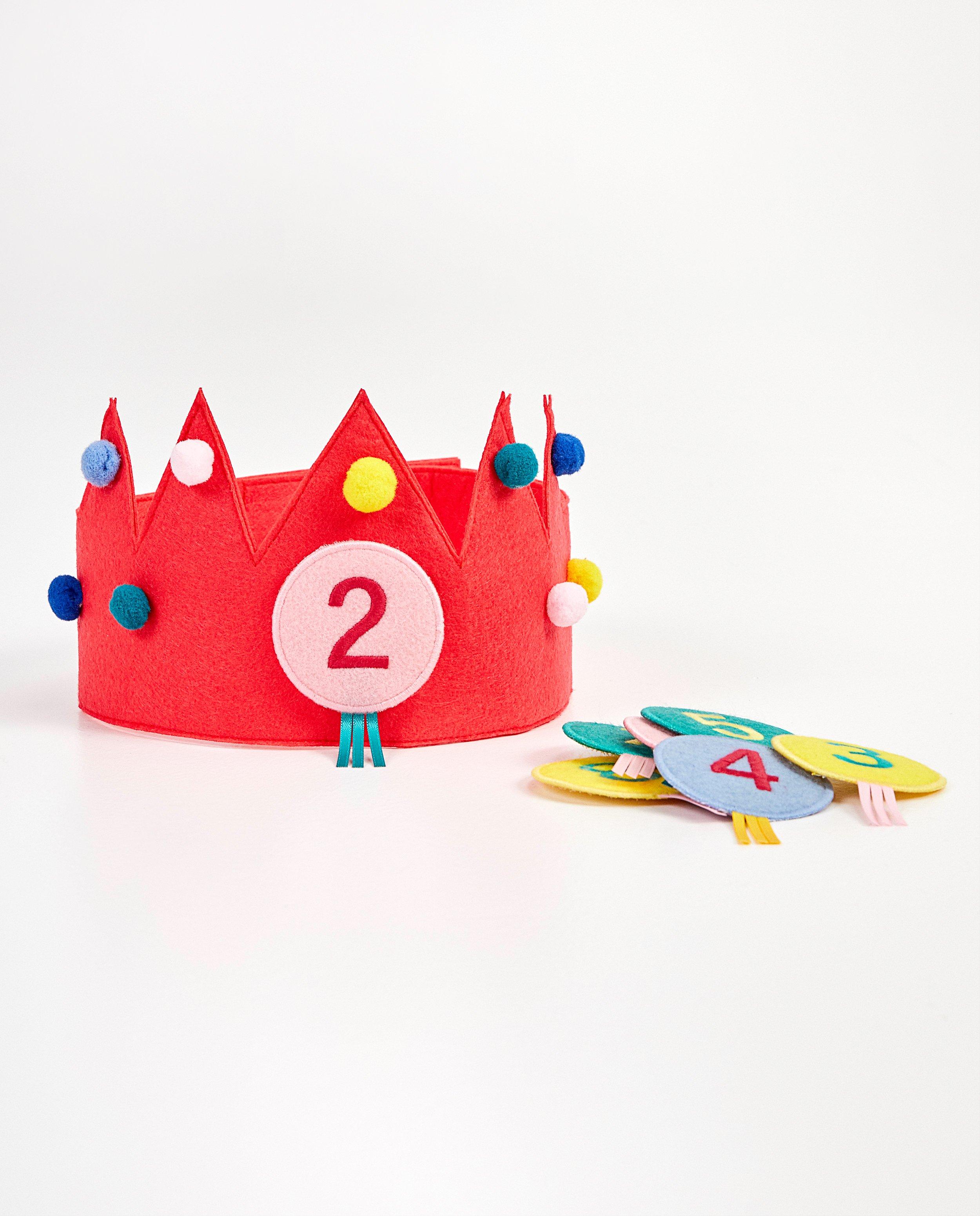 Felroze verjaardagskroon, 2-8 jaar - met patches - Milla Star