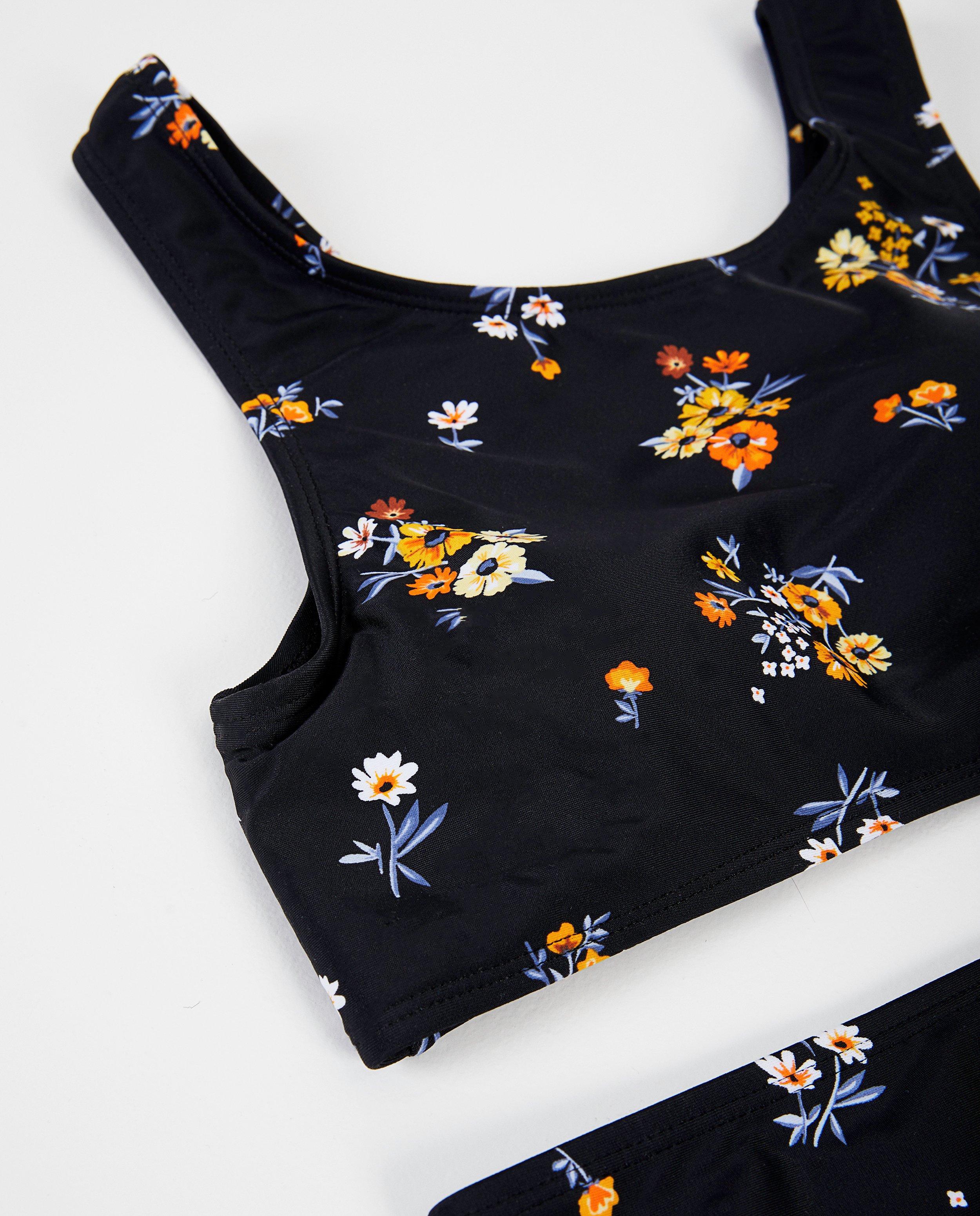 Maillots de bain - Bikini bleu à imprimé fleuri