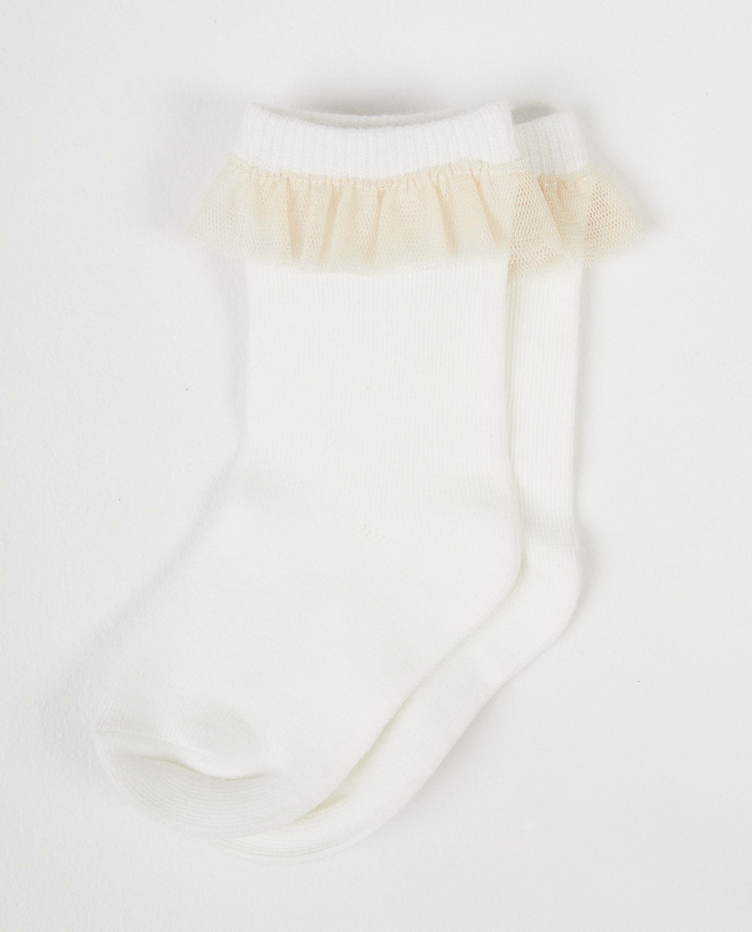 Chaussettes blanches pour bébé - tulle et ruches - JBC