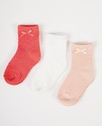 3 paires de chaussettes pour bébés - blanches et roses - JBC