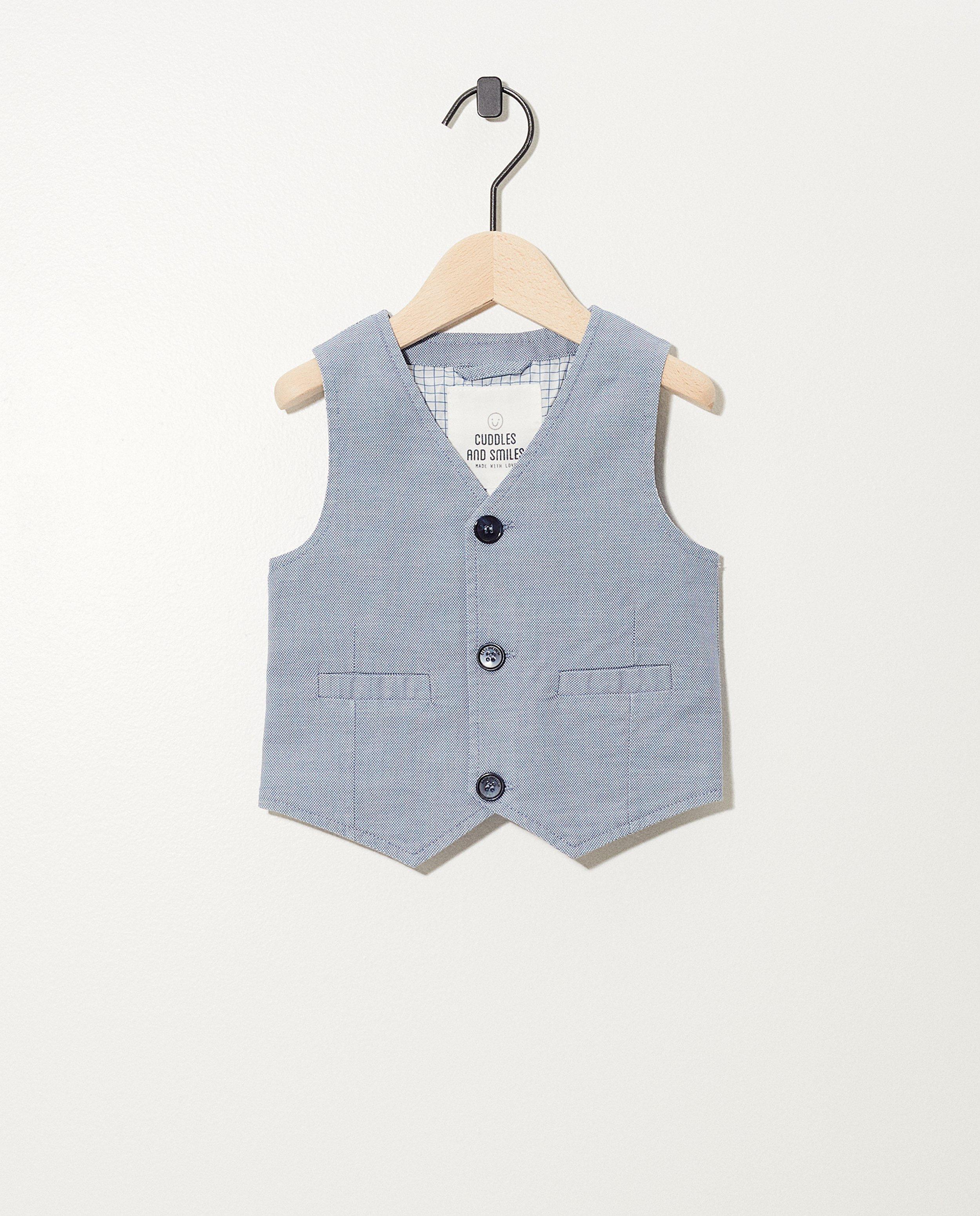 Blauwe gilet met microprint Feest - premium - Cuddles and Smiles