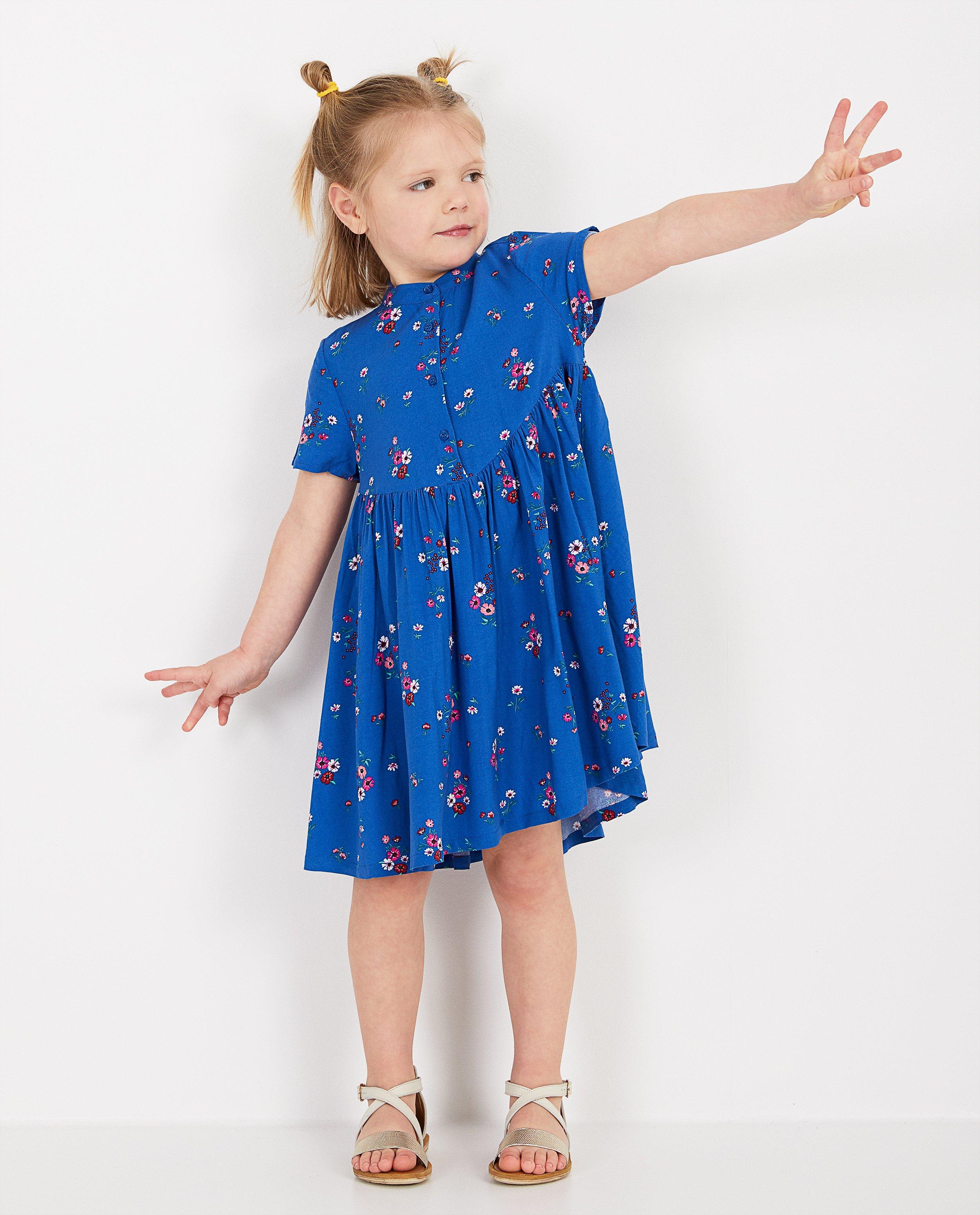 Blauwe jurk met print K3 - van viscose - K3
