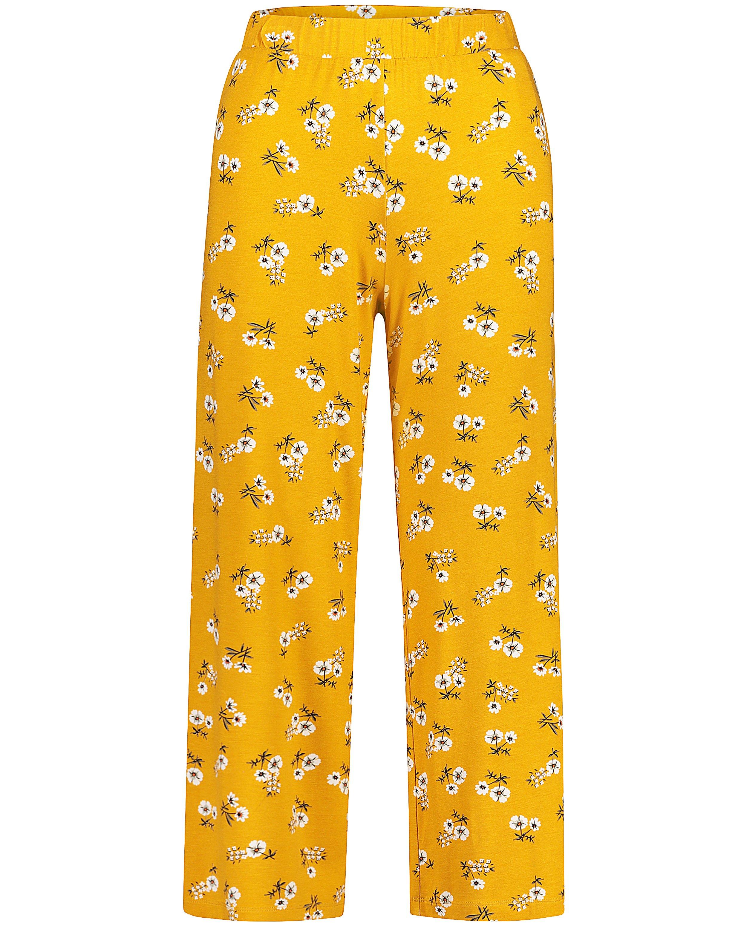 Broeken - Okergele broek met bloemenprint