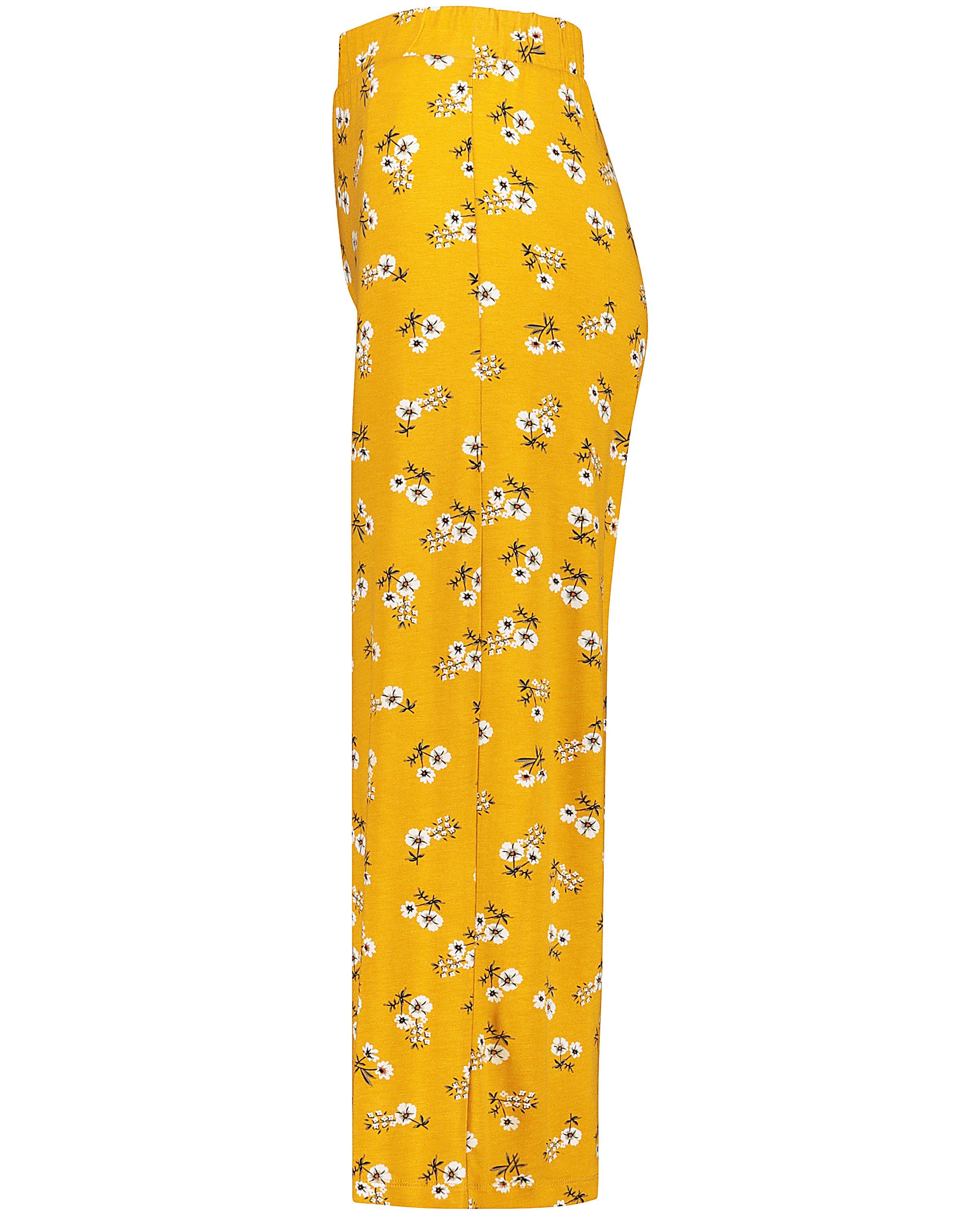 Broeken - Okergele broek met bloemenprint