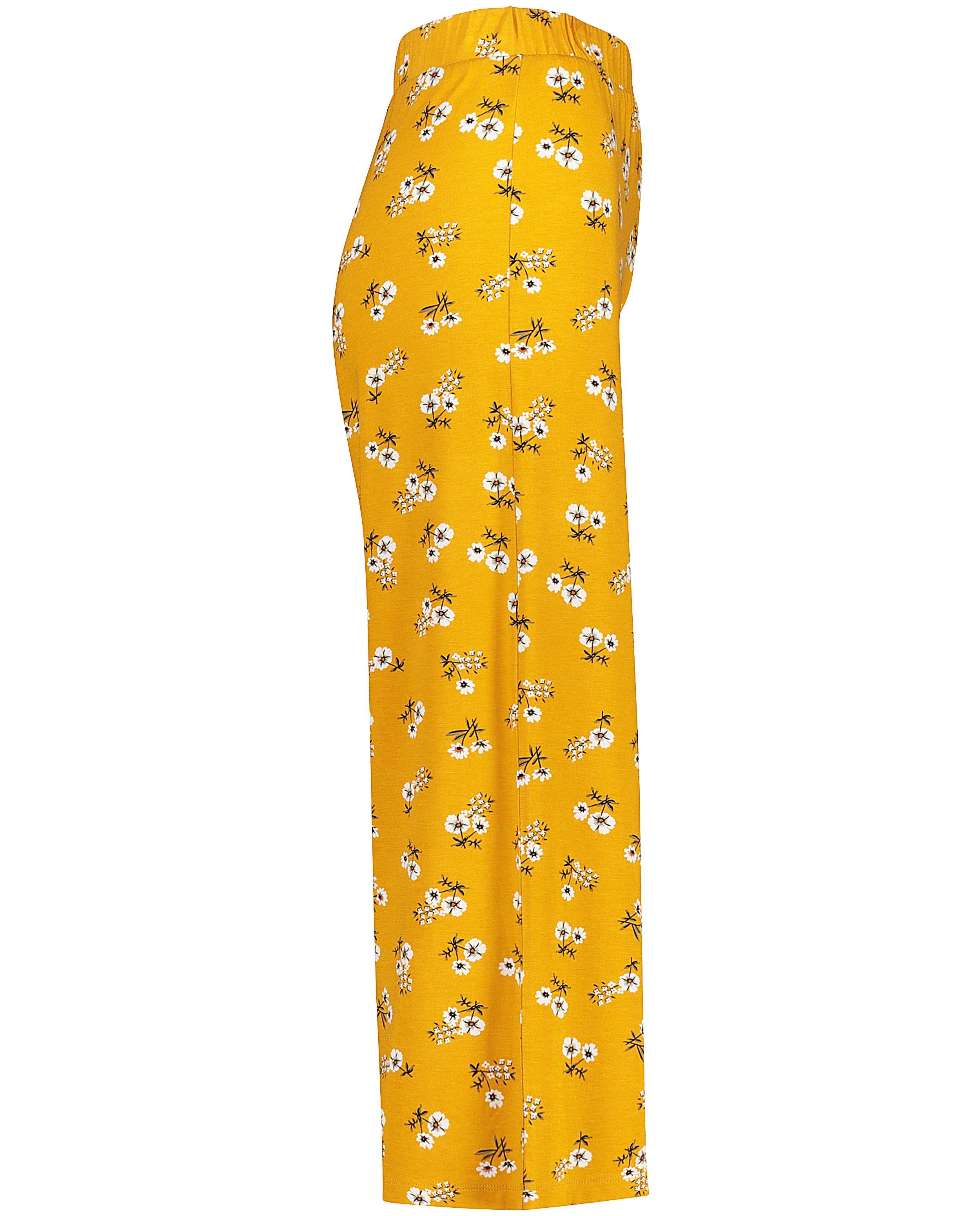Broeken - Okergele broek met bloemenprint