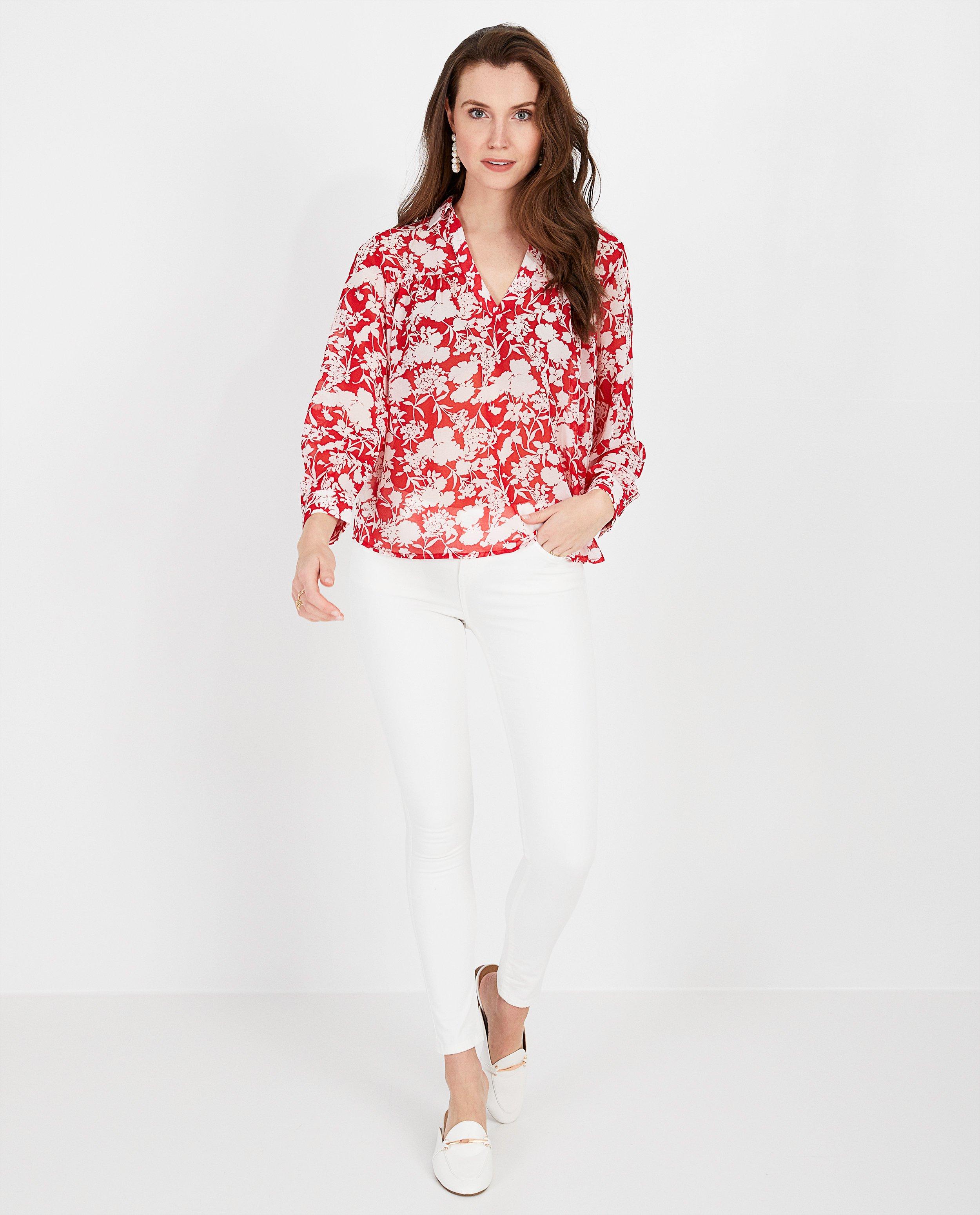 Blouse met print Sara De Paduwa - rood en wit - Sara de Paduwa