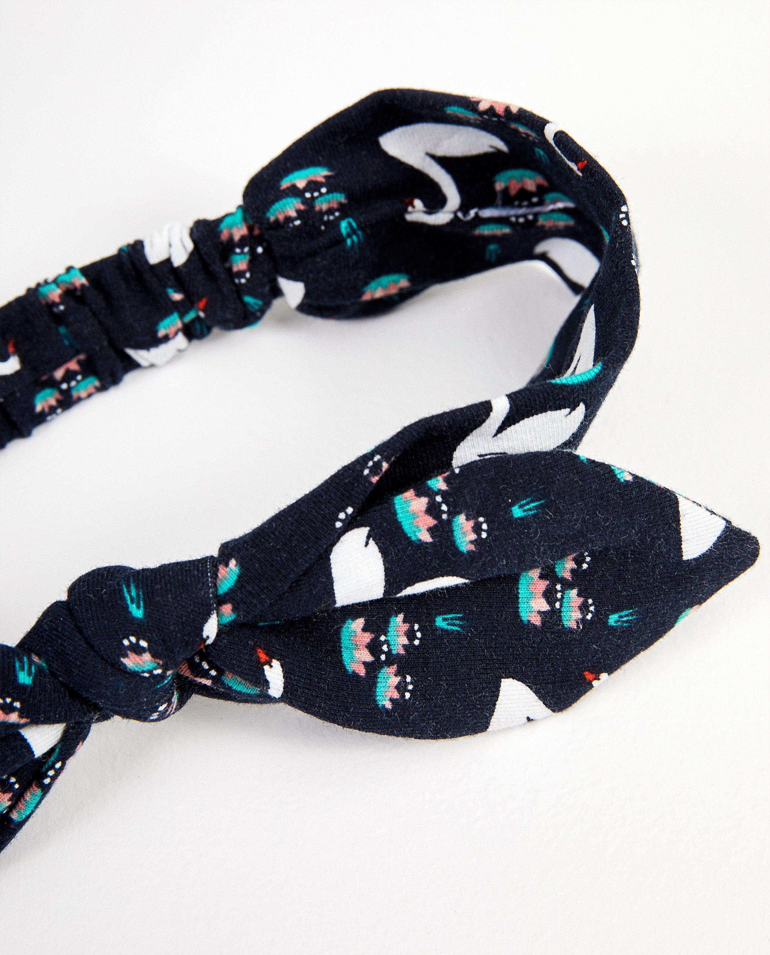 Breigoed - Blauwe haarband met print