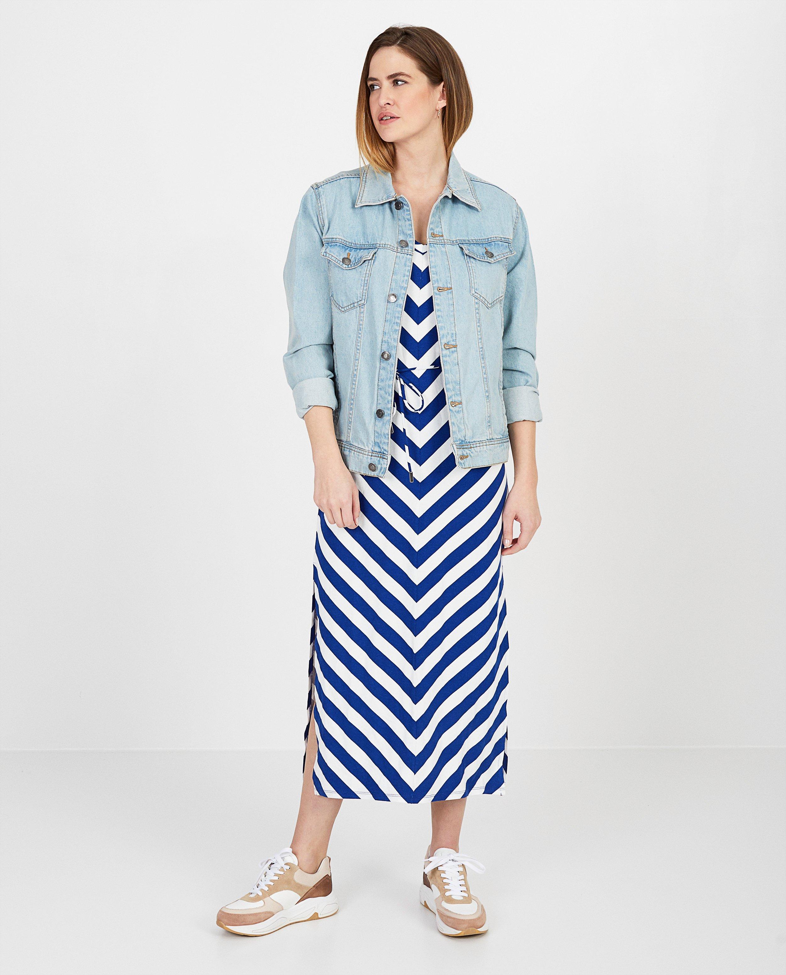 Blauw-witte maxi-jurk Sora - met stretch - Sora